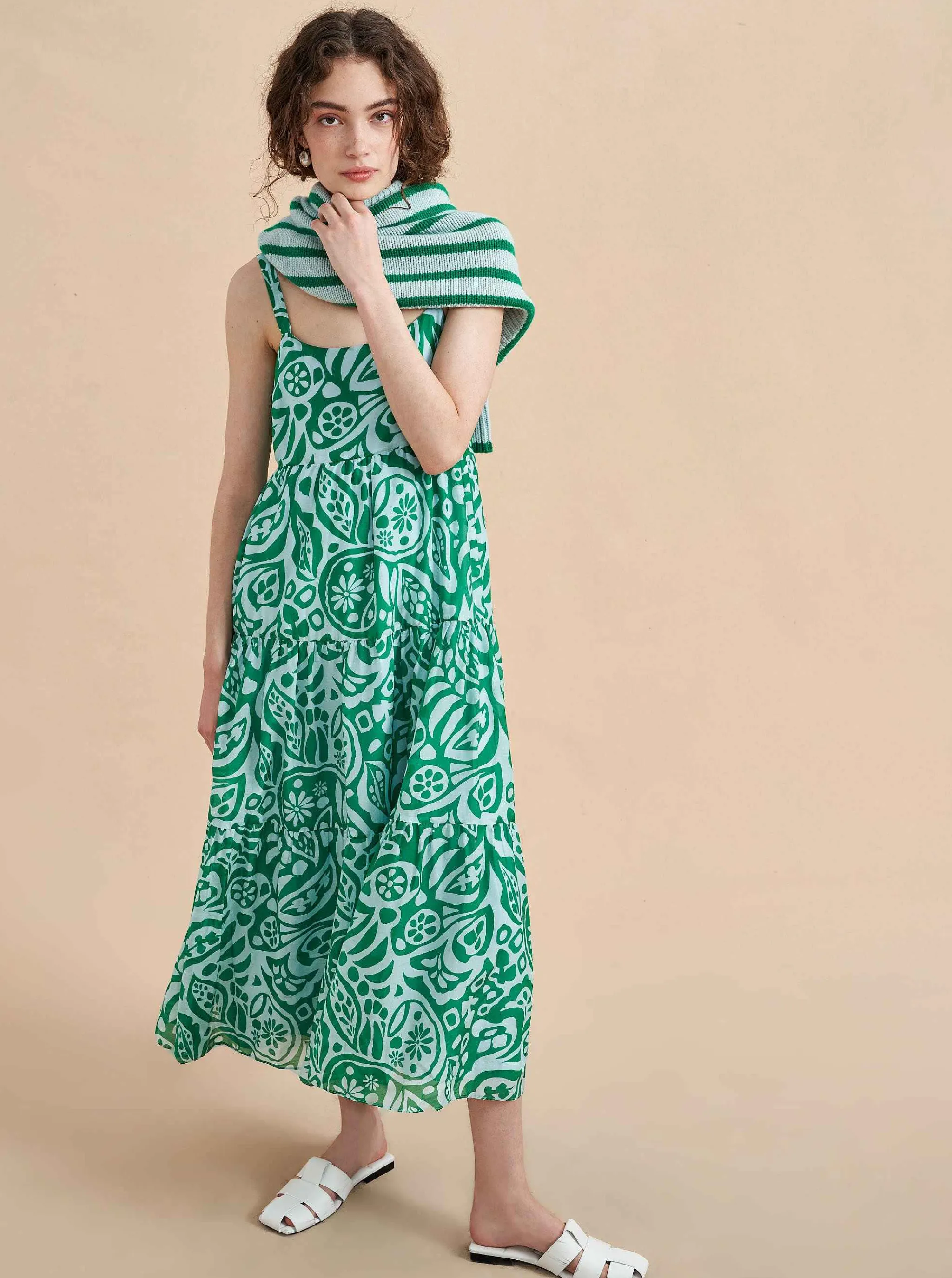 La Ligne Midi Dresses*Melisa Dress Pale-Blue/Kelly-Green