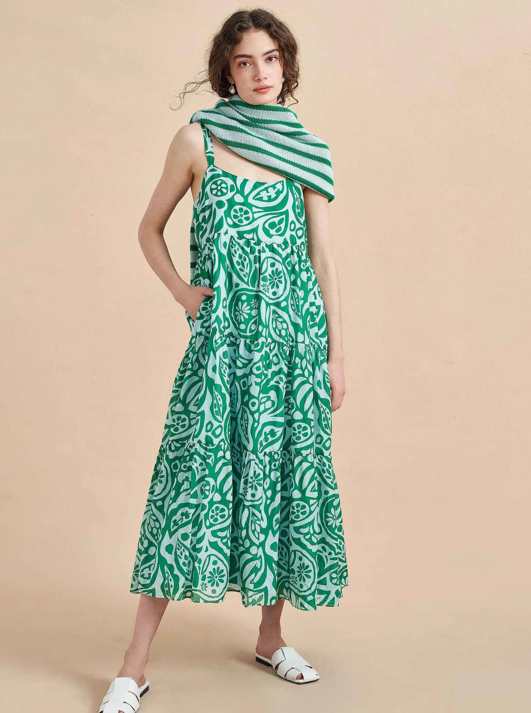 La Ligne Midi Dresses*Melisa Dress Pale-Blue/Kelly-Green