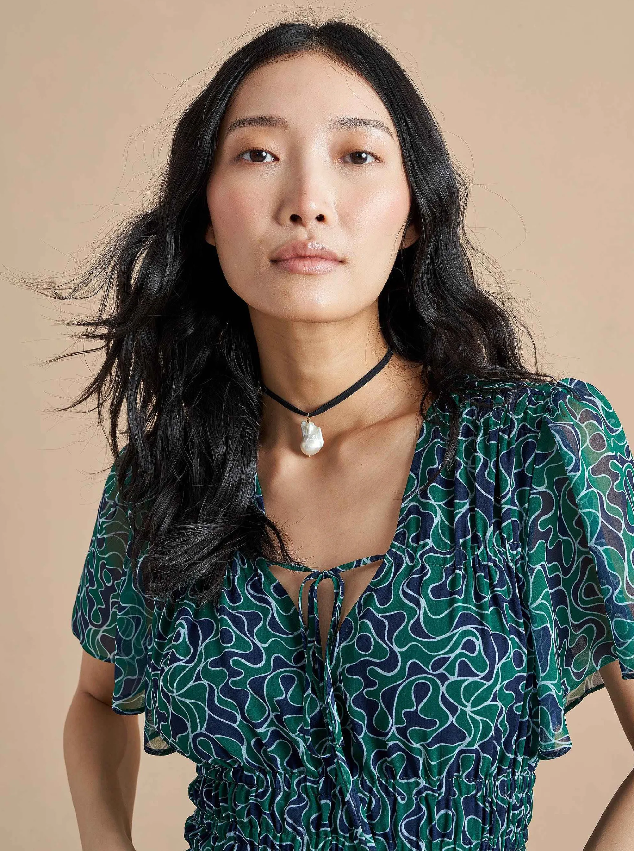 La Ligne Midi Dresses*Eleonore Dress Navy/Green