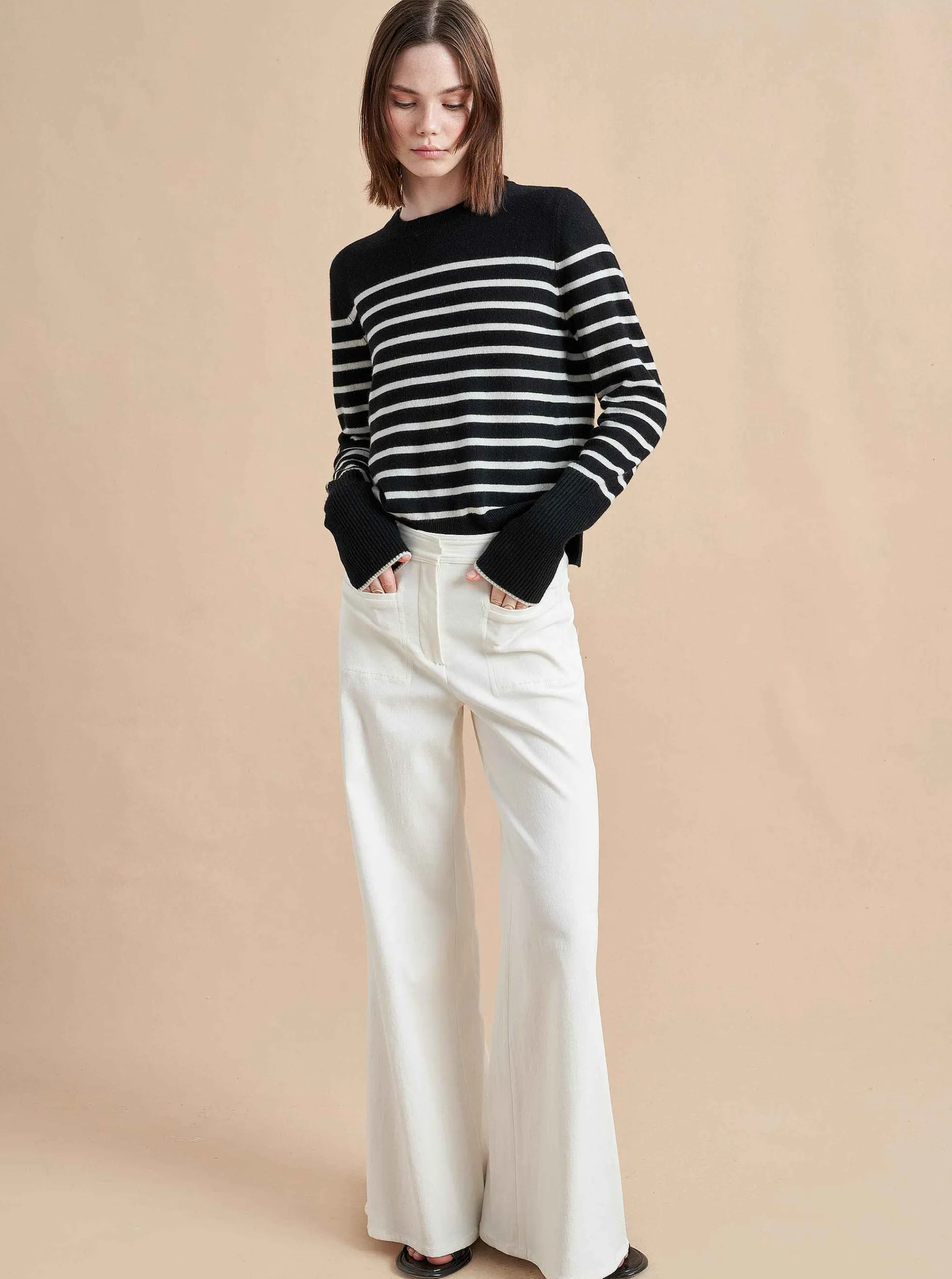 La Ligne Sweaters*Lean Lines Sweater Black/Cream