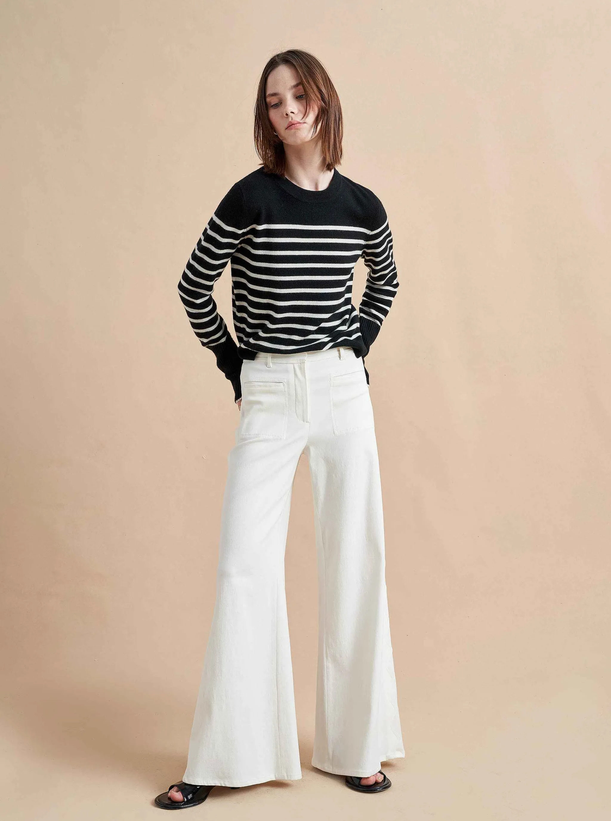 La Ligne Sweaters*Lean Lines Sweater Black/Cream