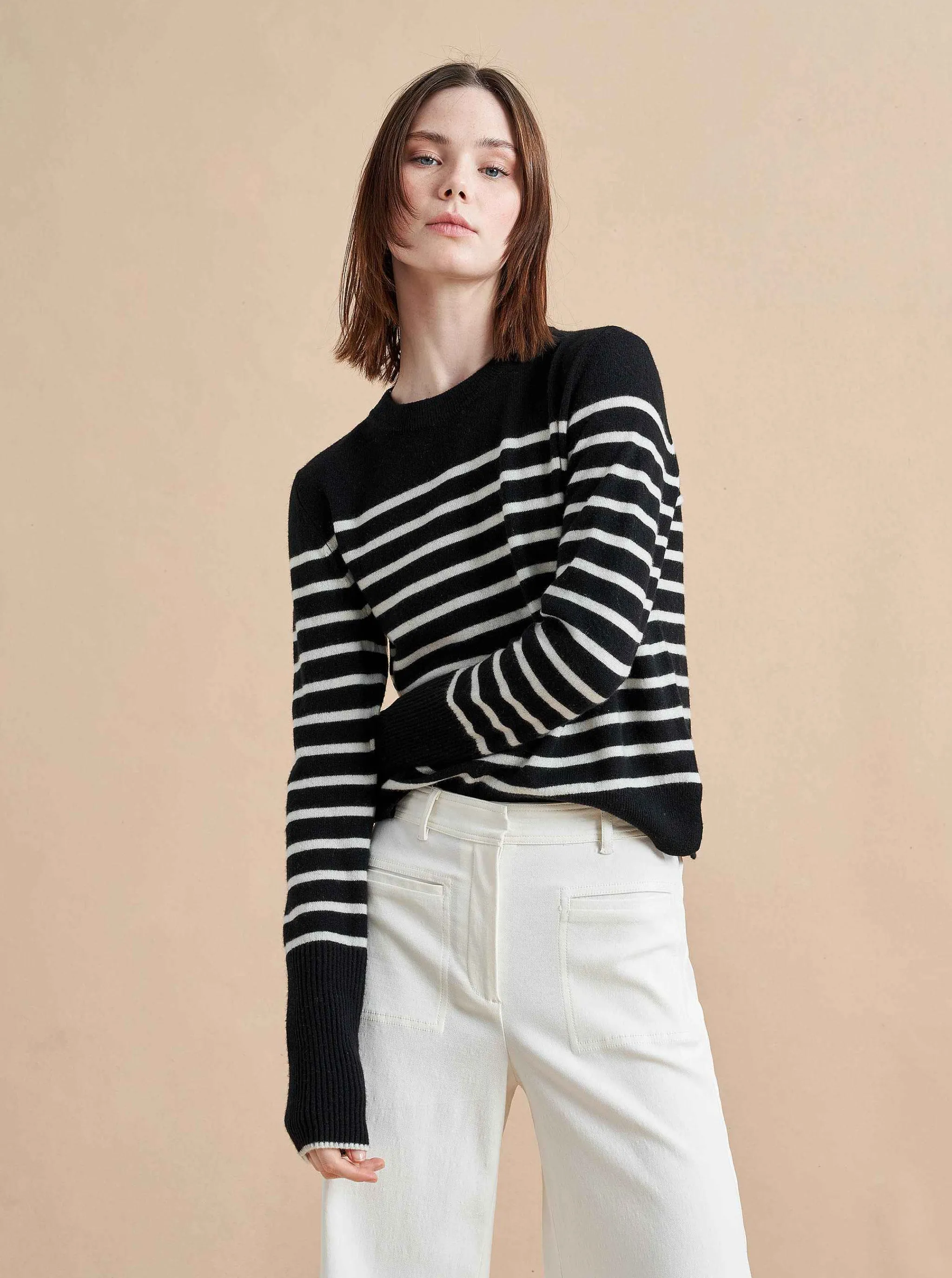 La Ligne Sweaters*Lean Lines Sweater Black/Cream