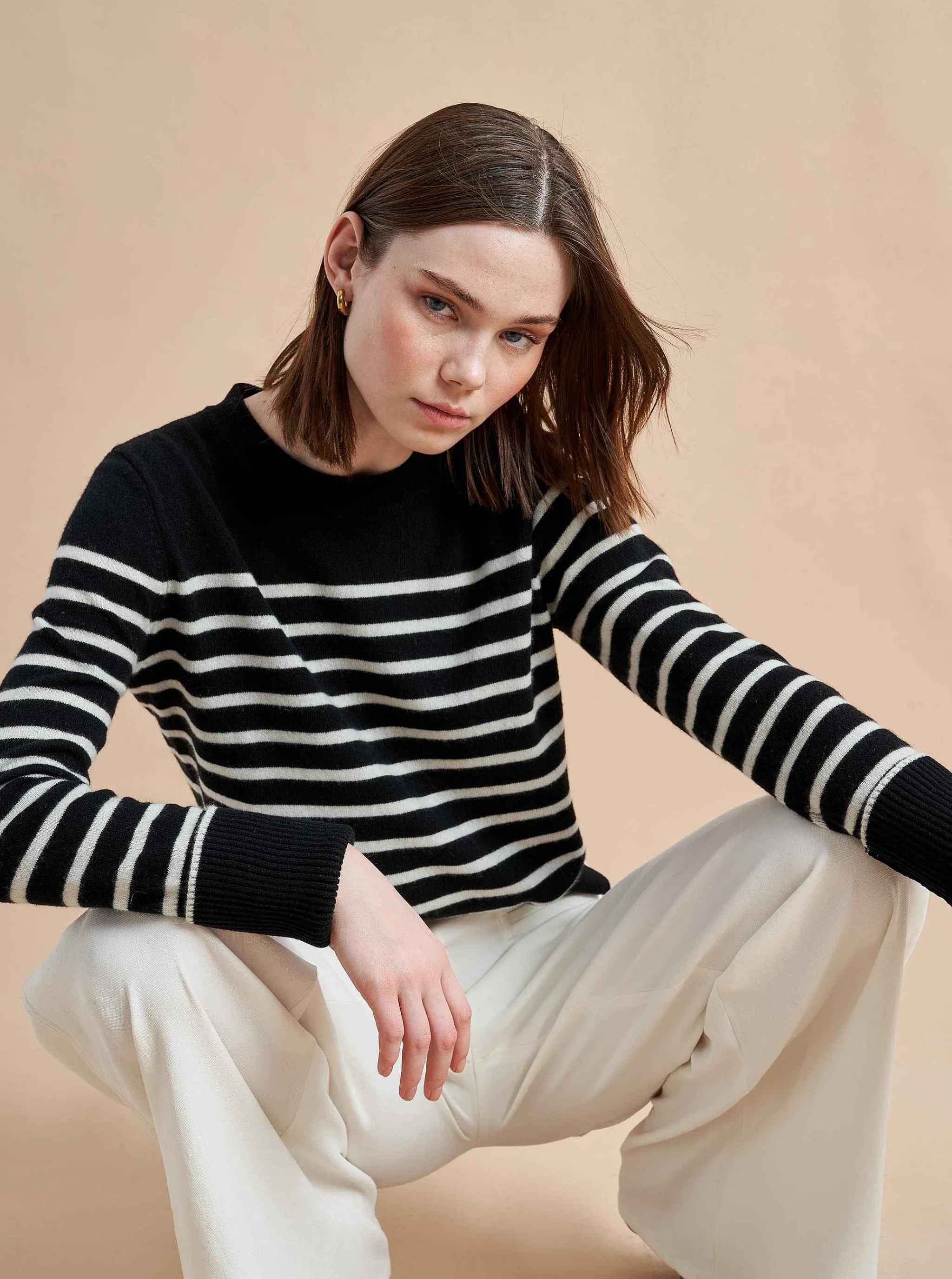 La Ligne Sweaters*Lean Lines Sweater Black/Cream