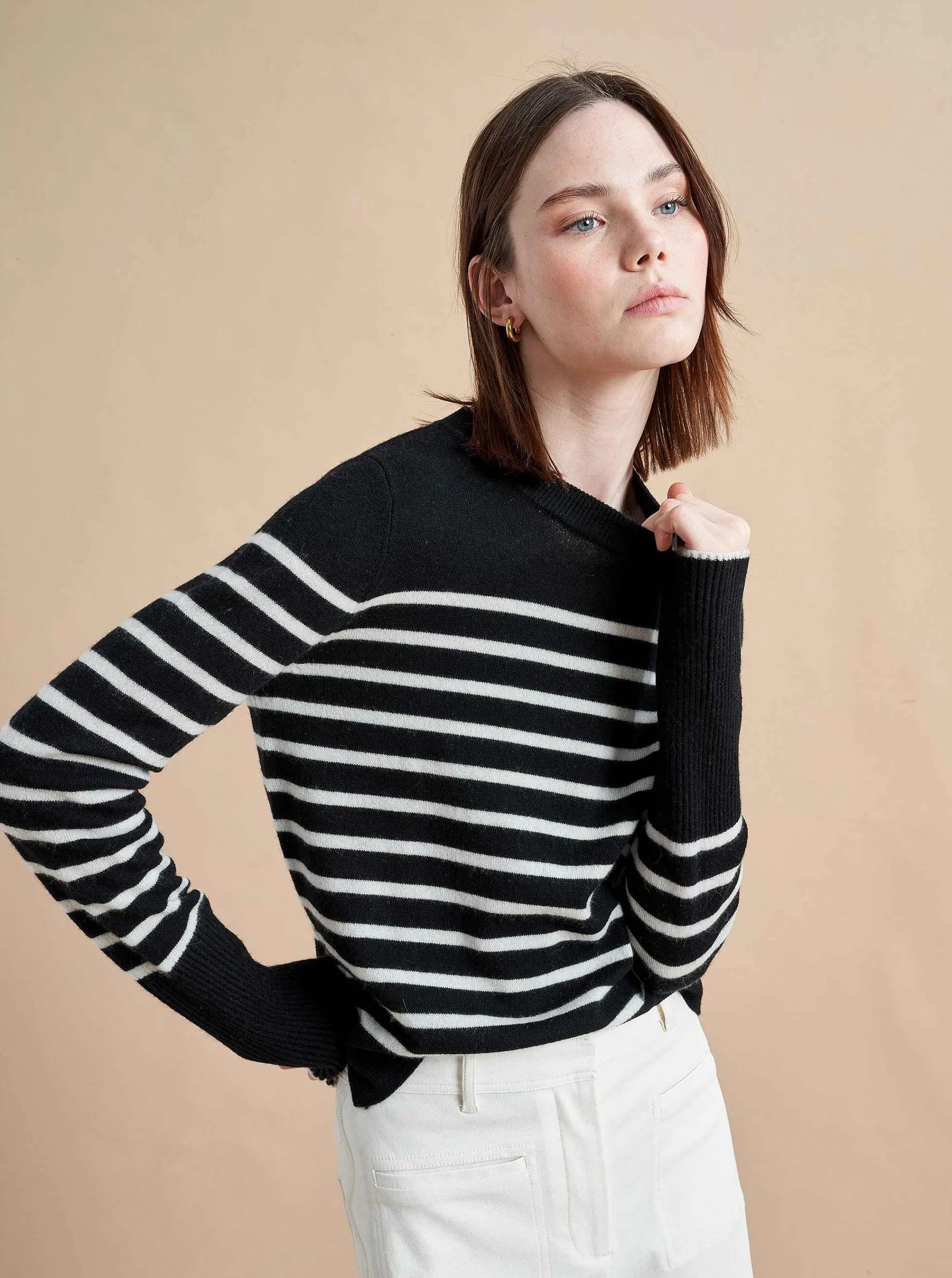 La Ligne Sweaters*Lean Lines Sweater Black/Cream