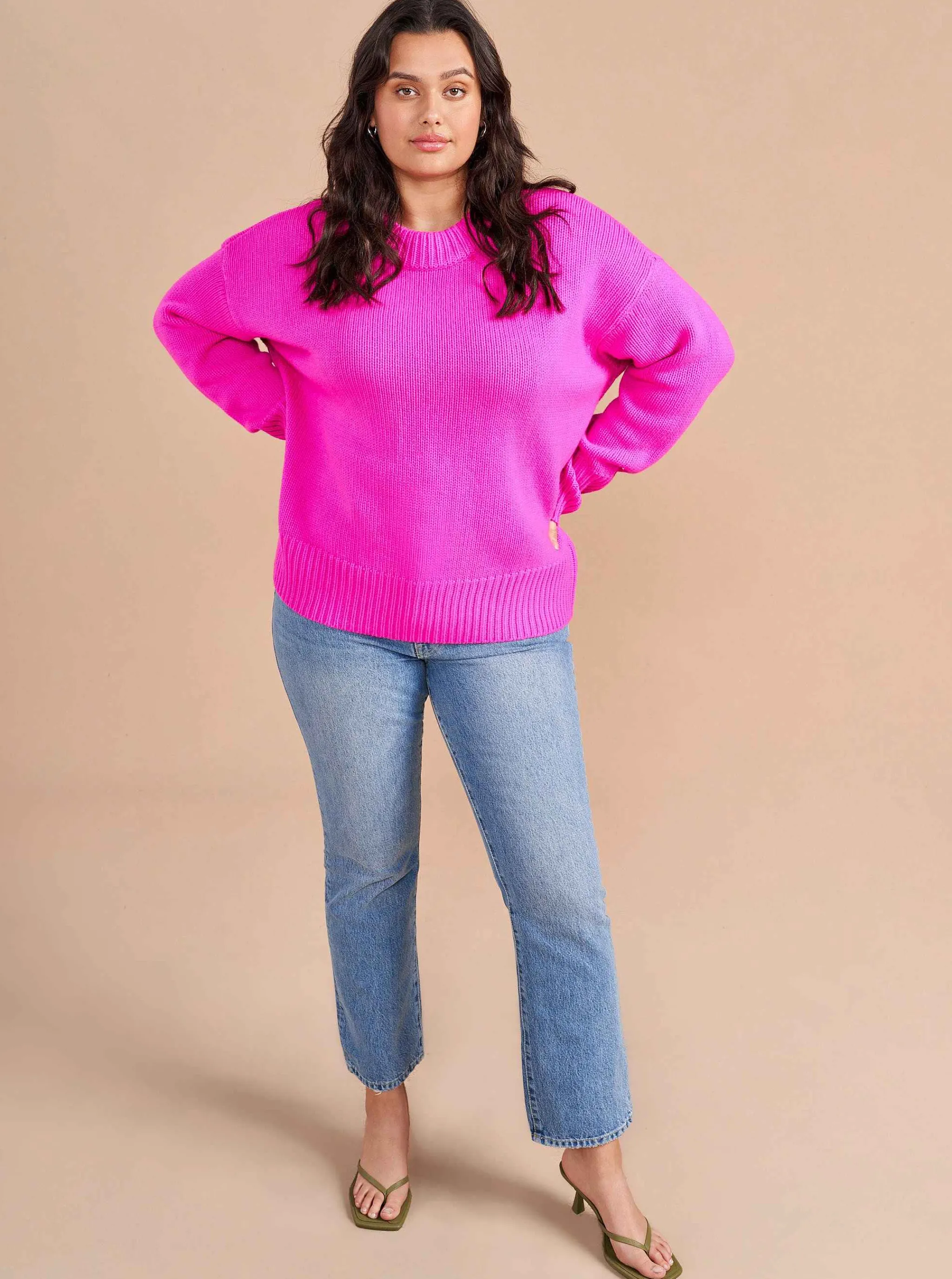 La Ligne Sweaters*Solid Marin Sweater Fuchsia