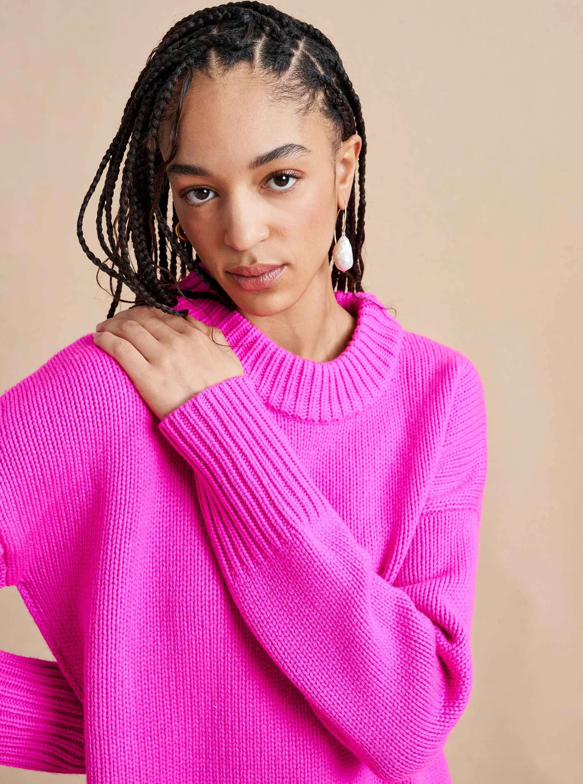 La Ligne Sweaters*Solid Marin Sweater Fuchsia