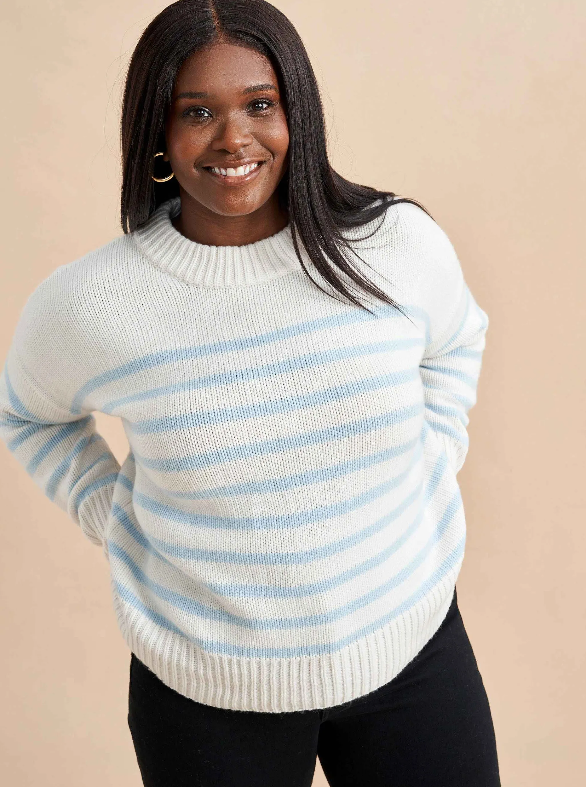 La Ligne Sweaters*Marin Sweater Cream/Periwinkle