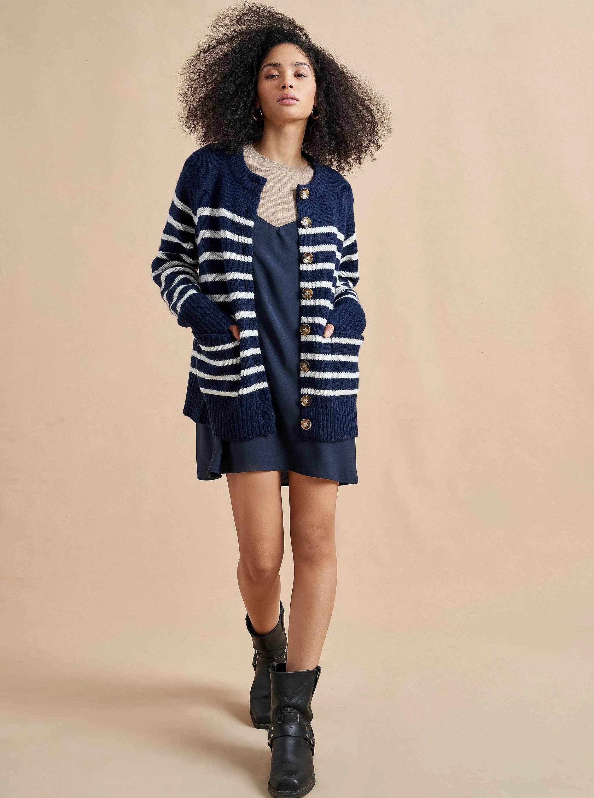 La Ligne Cardigans*Marin Cardigan Navy/Cream
