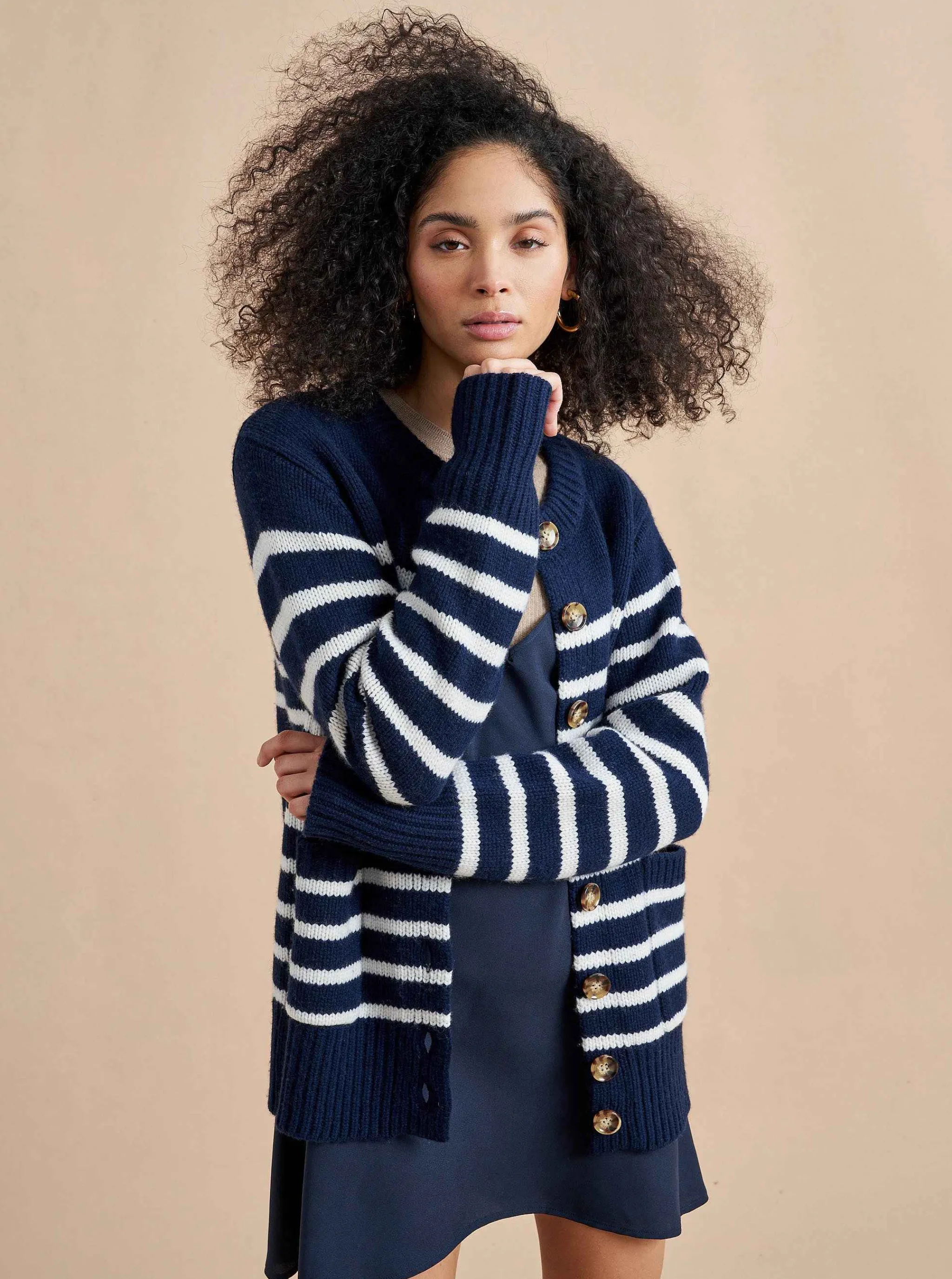 La Ligne Cardigans*Marin Cardigan Navy/Cream