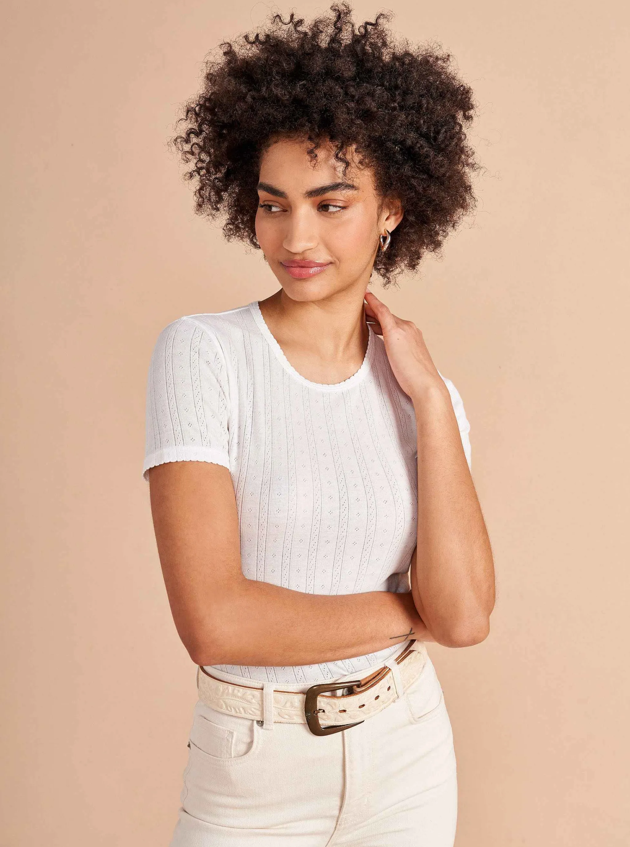 La Ligne Tees*Pointelle Tee Ivory