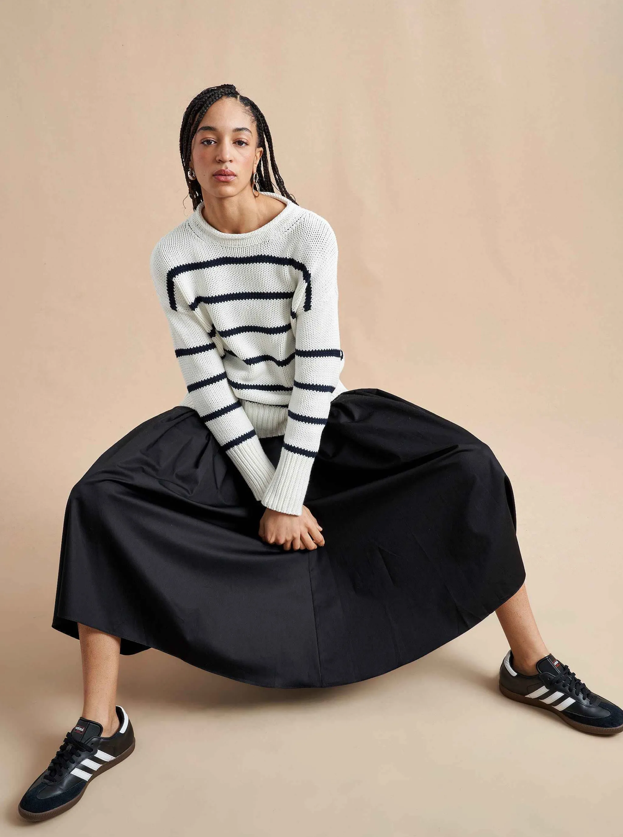 La Ligne Sweaters*Marina Sweater White/Navy