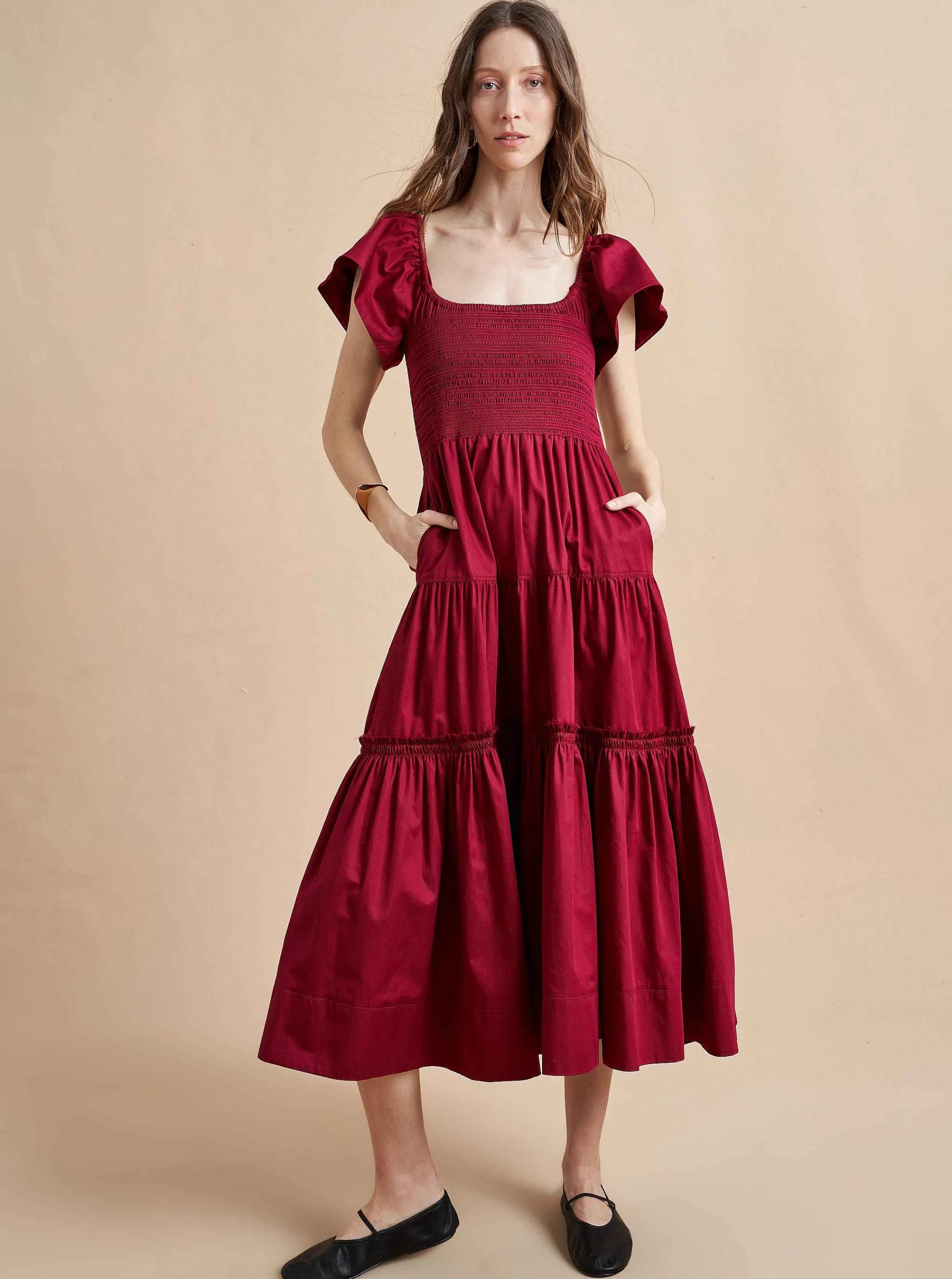 La Ligne Midi Dresses*Lottie Dress Burgundy