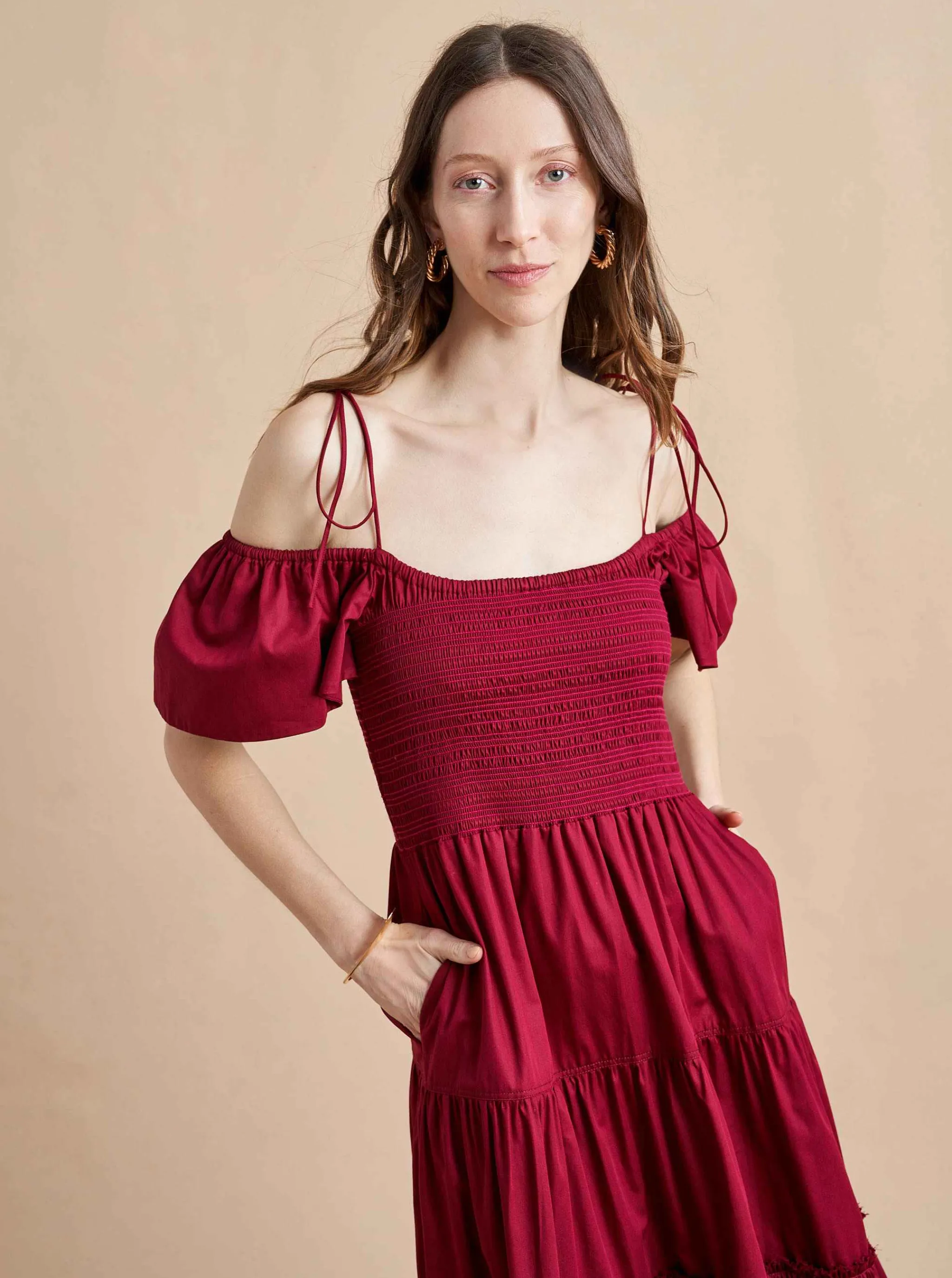 La Ligne Midi Dresses*Lottie Dress Burgundy