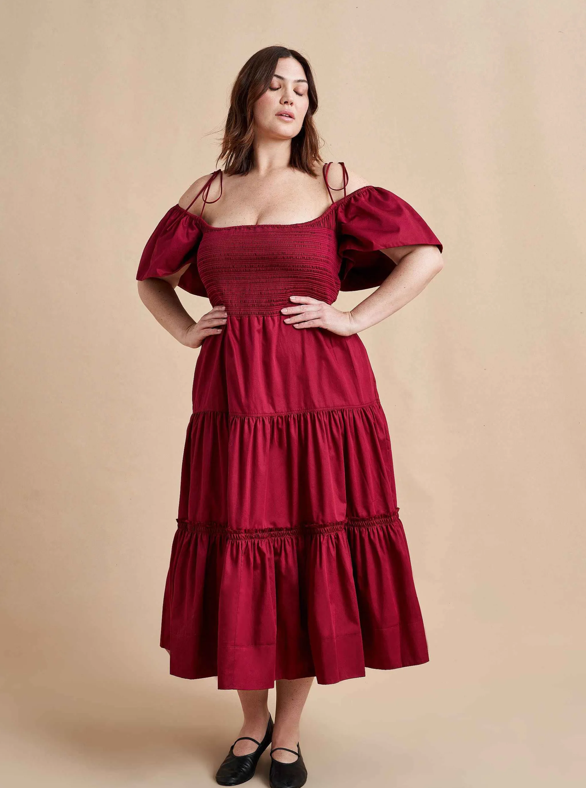 La Ligne Midi Dresses*Lottie Dress Burgundy