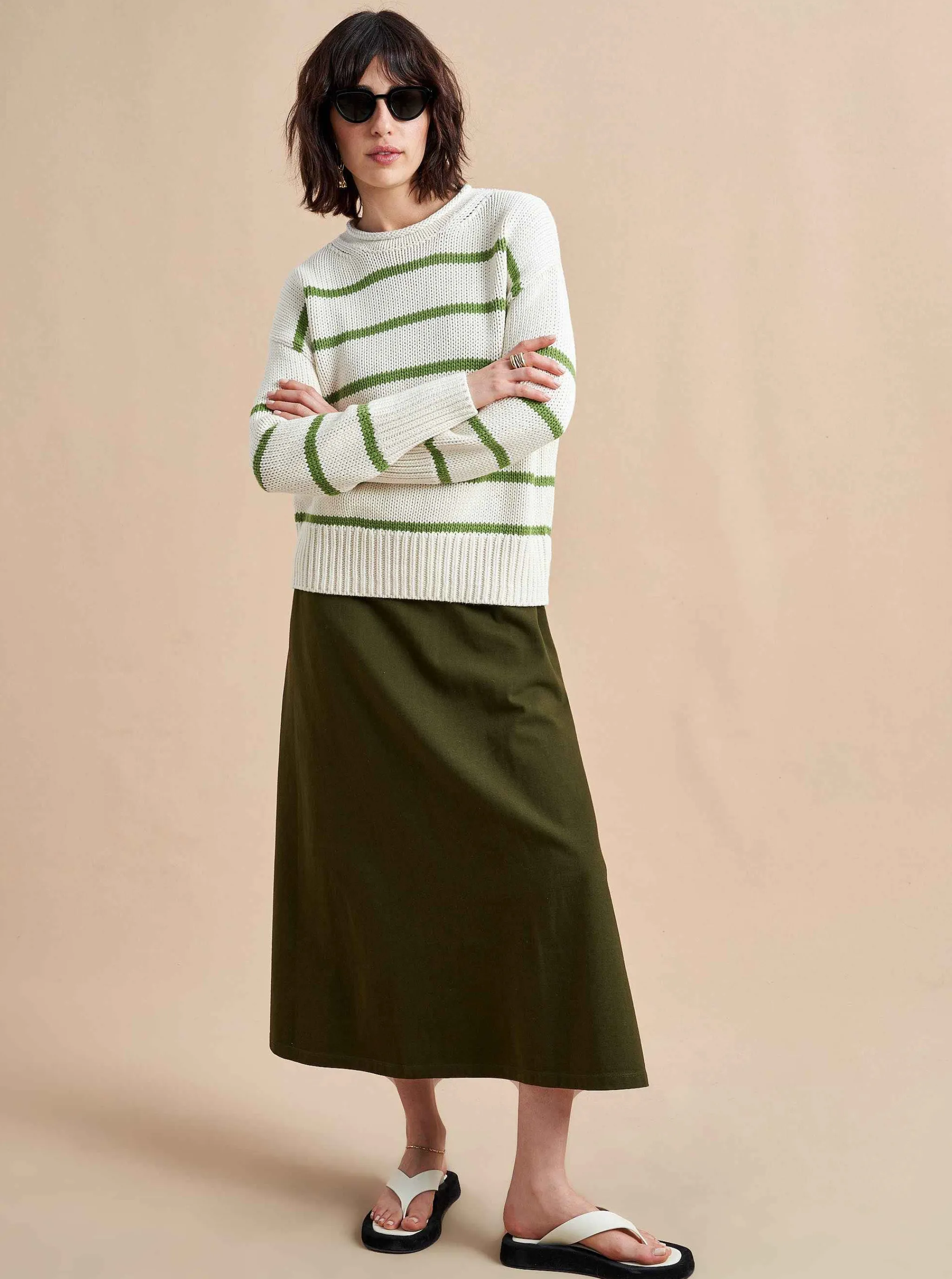 La Ligne Sweaters*Marina Sweater Cream/Palm