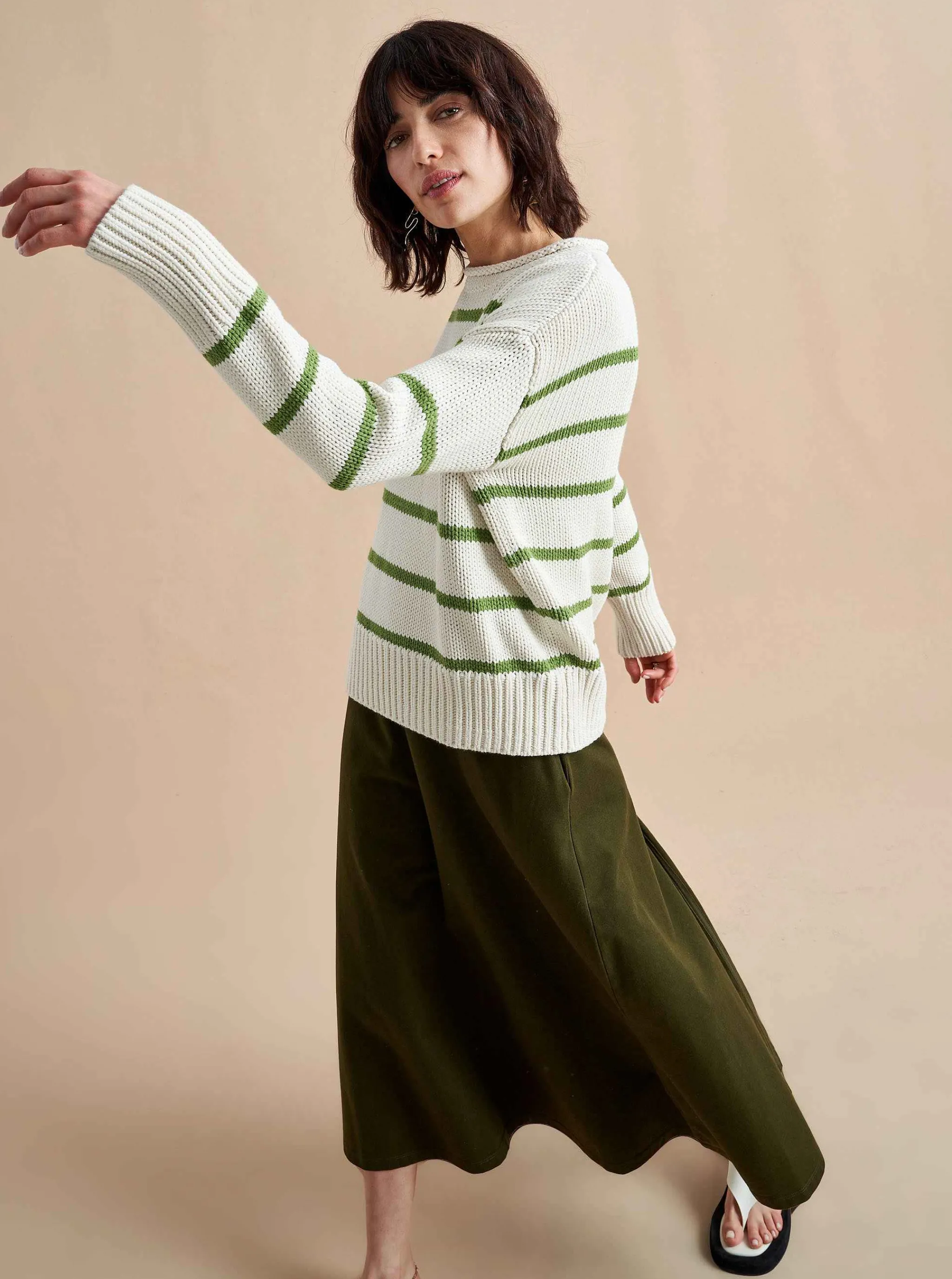 La Ligne Sweaters*Marina Sweater Cream/Palm