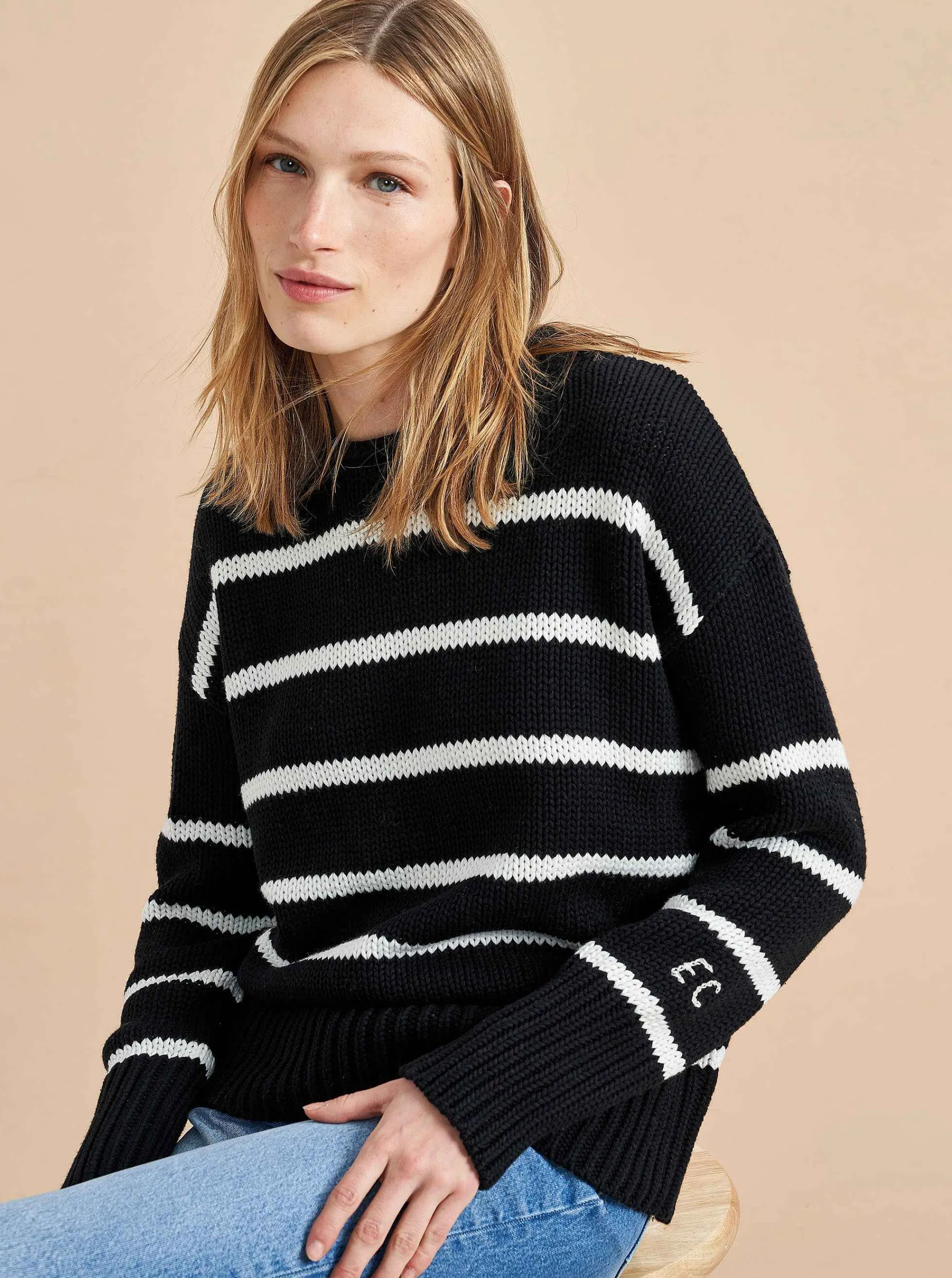 La Ligne Sweaters*Marina Sweater Cream/Palm