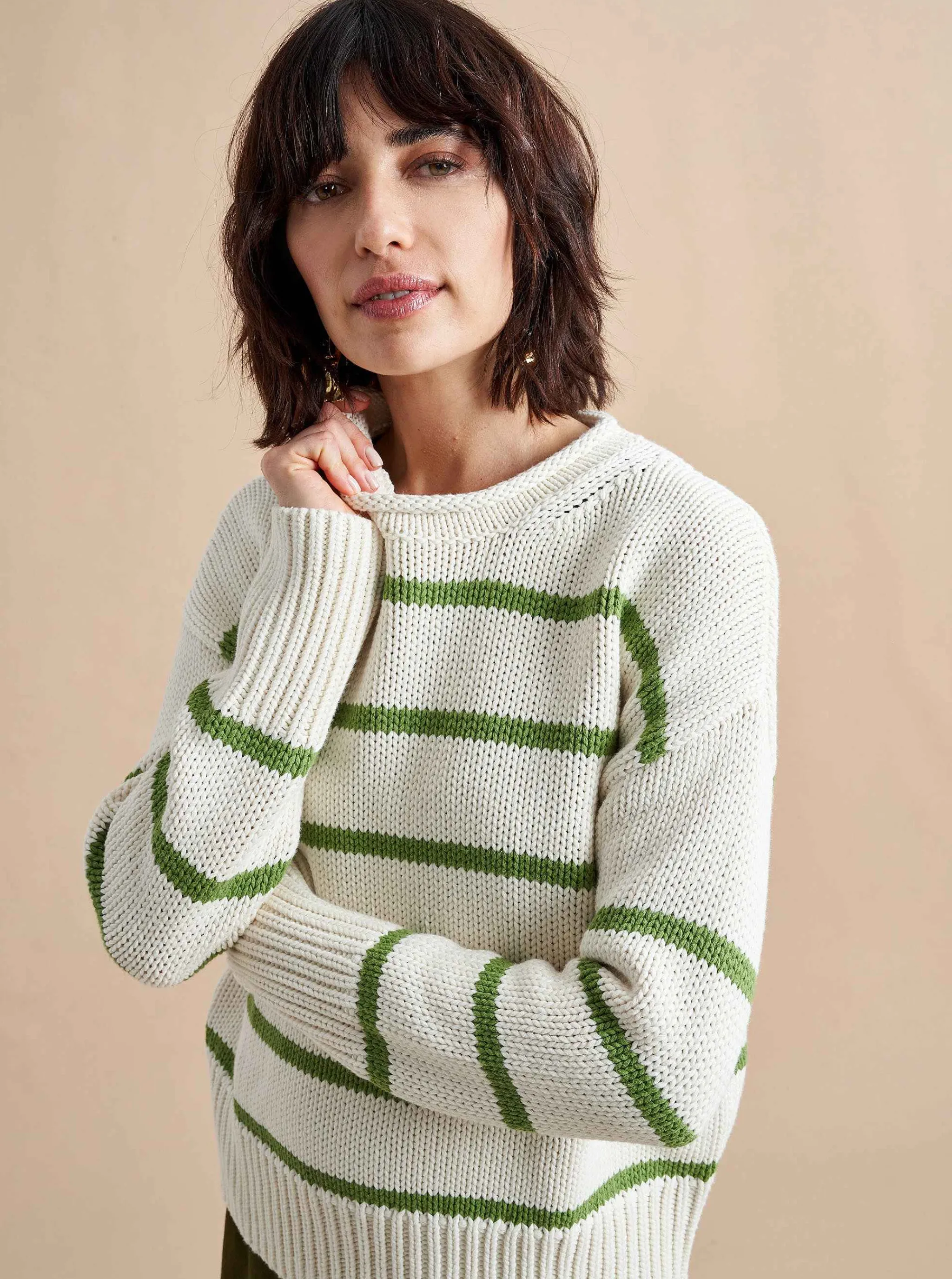 La Ligne Sweaters*Marina Sweater Cream/Palm