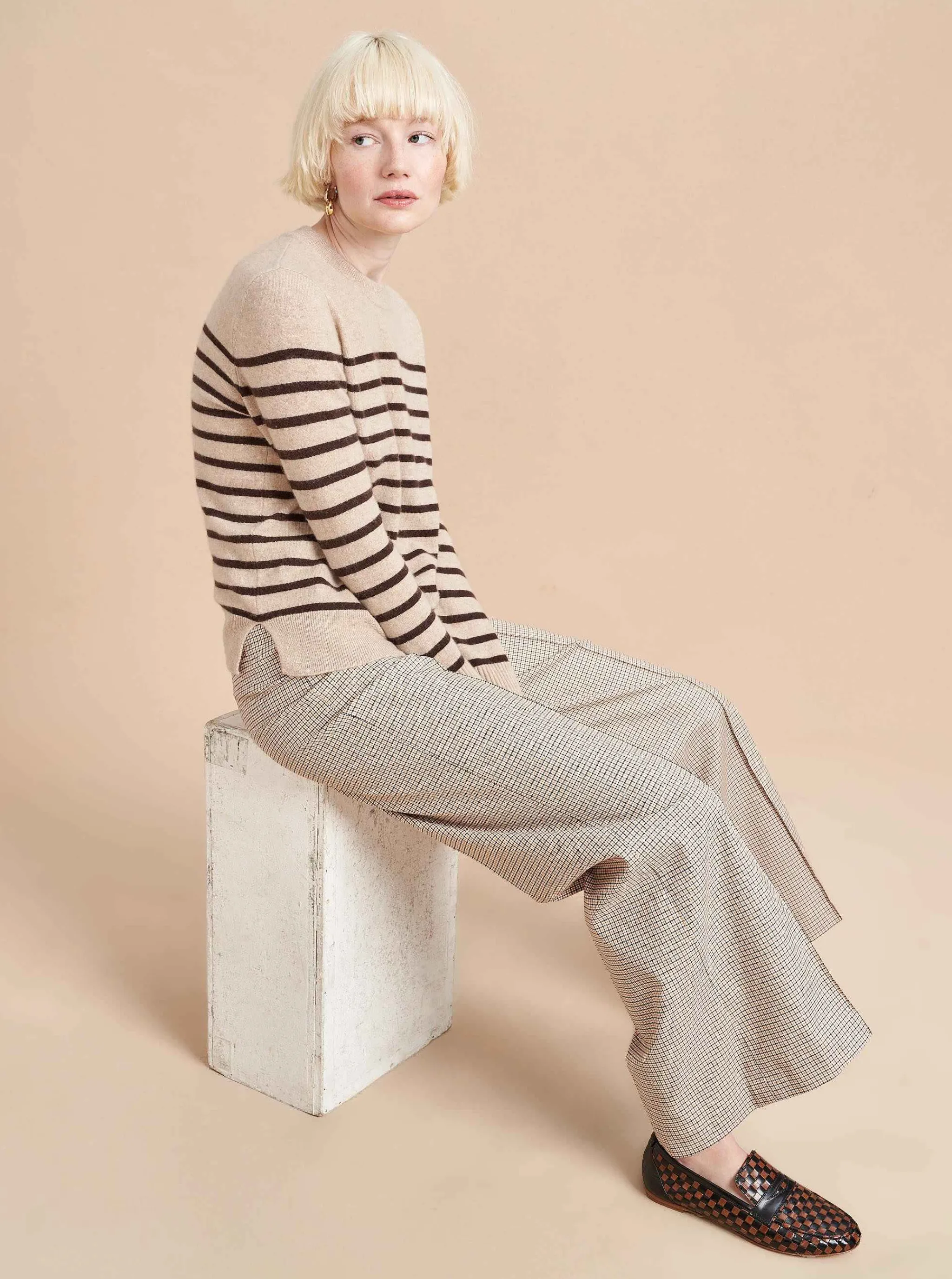 La Ligne Sweaters*Lean Lines Sweater Tan/Chocolate