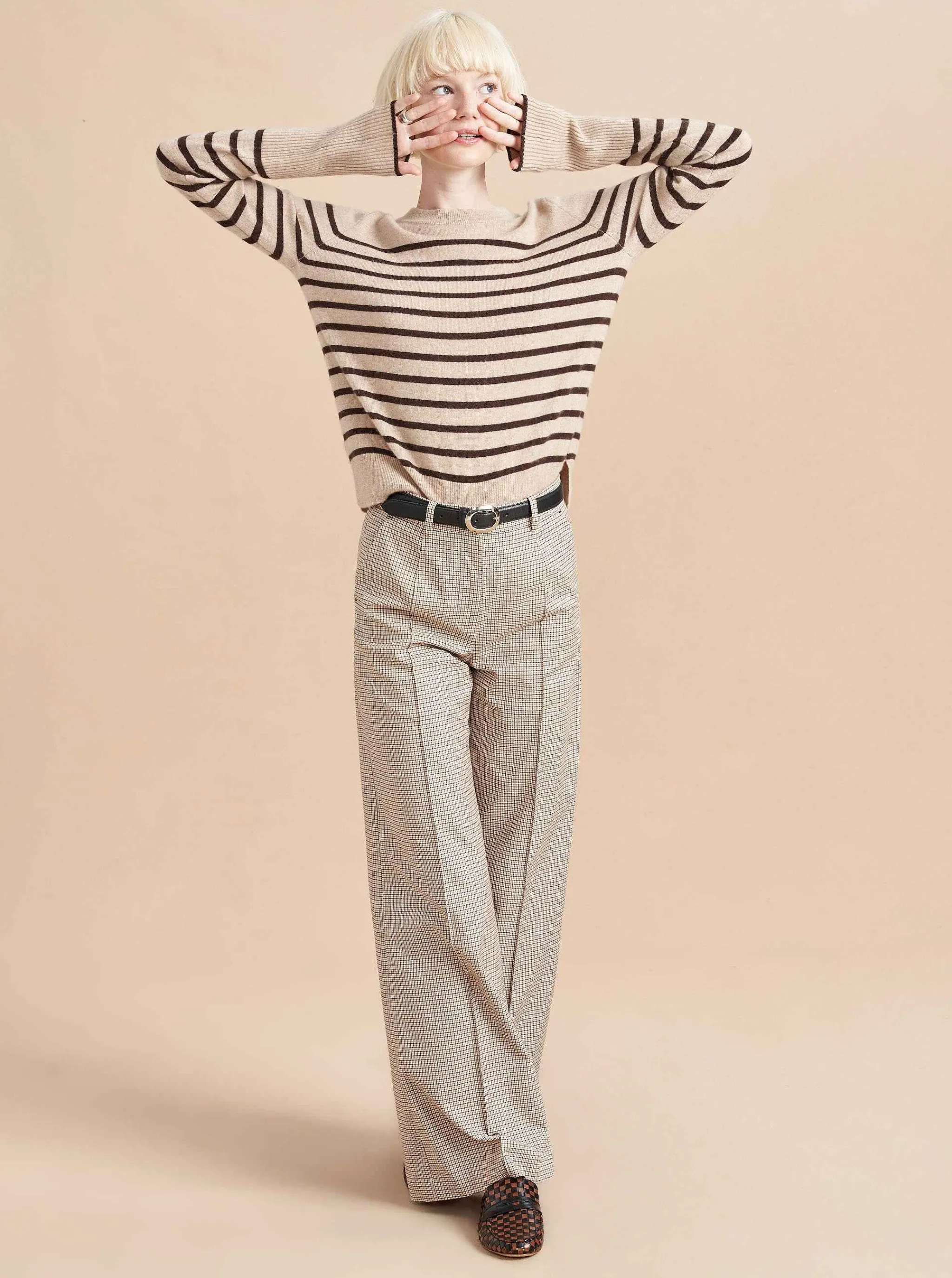 La Ligne Sweaters*Lean Lines Sweater Tan/Chocolate