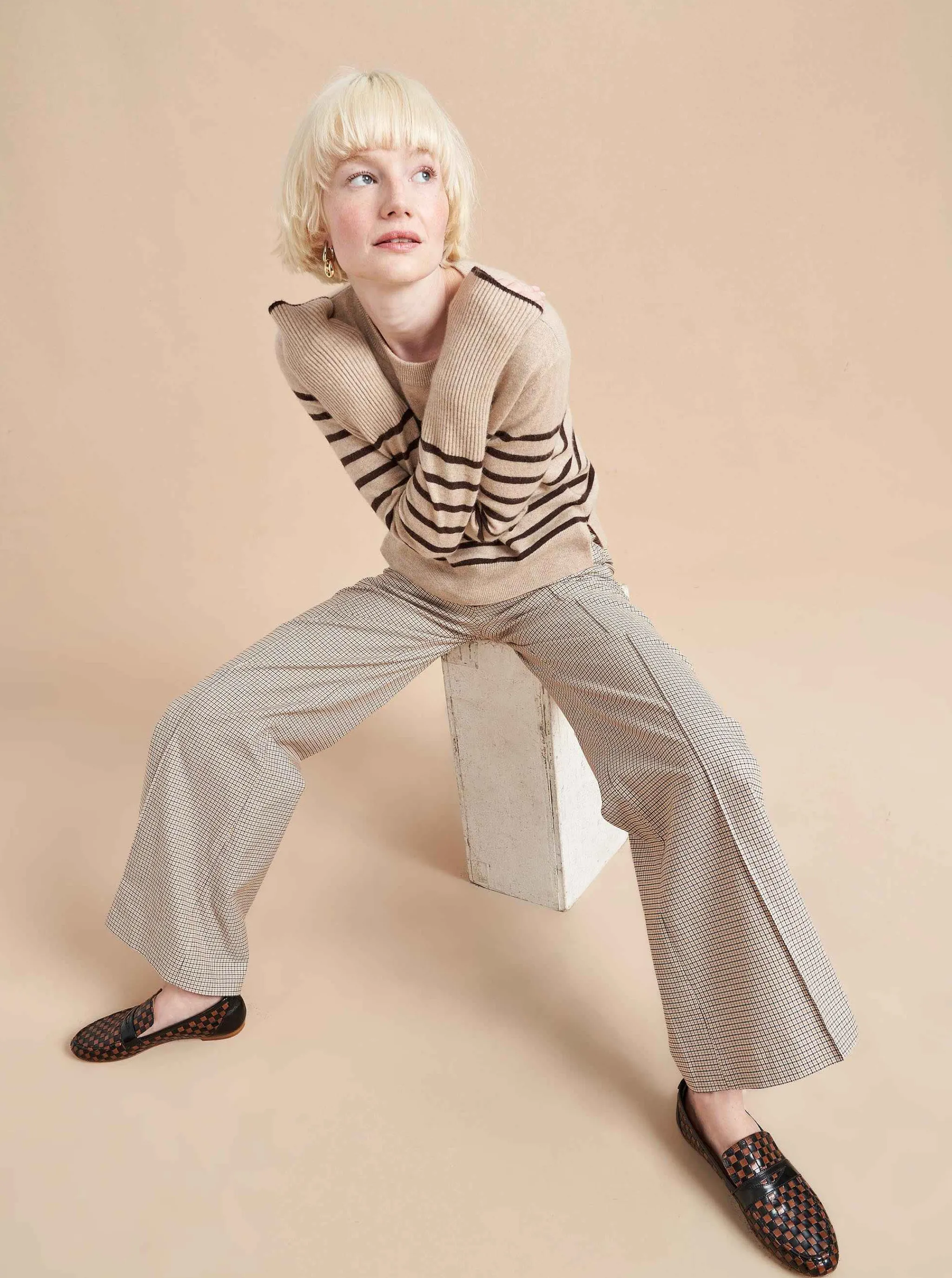 La Ligne Sweaters*Lean Lines Sweater Tan/Chocolate