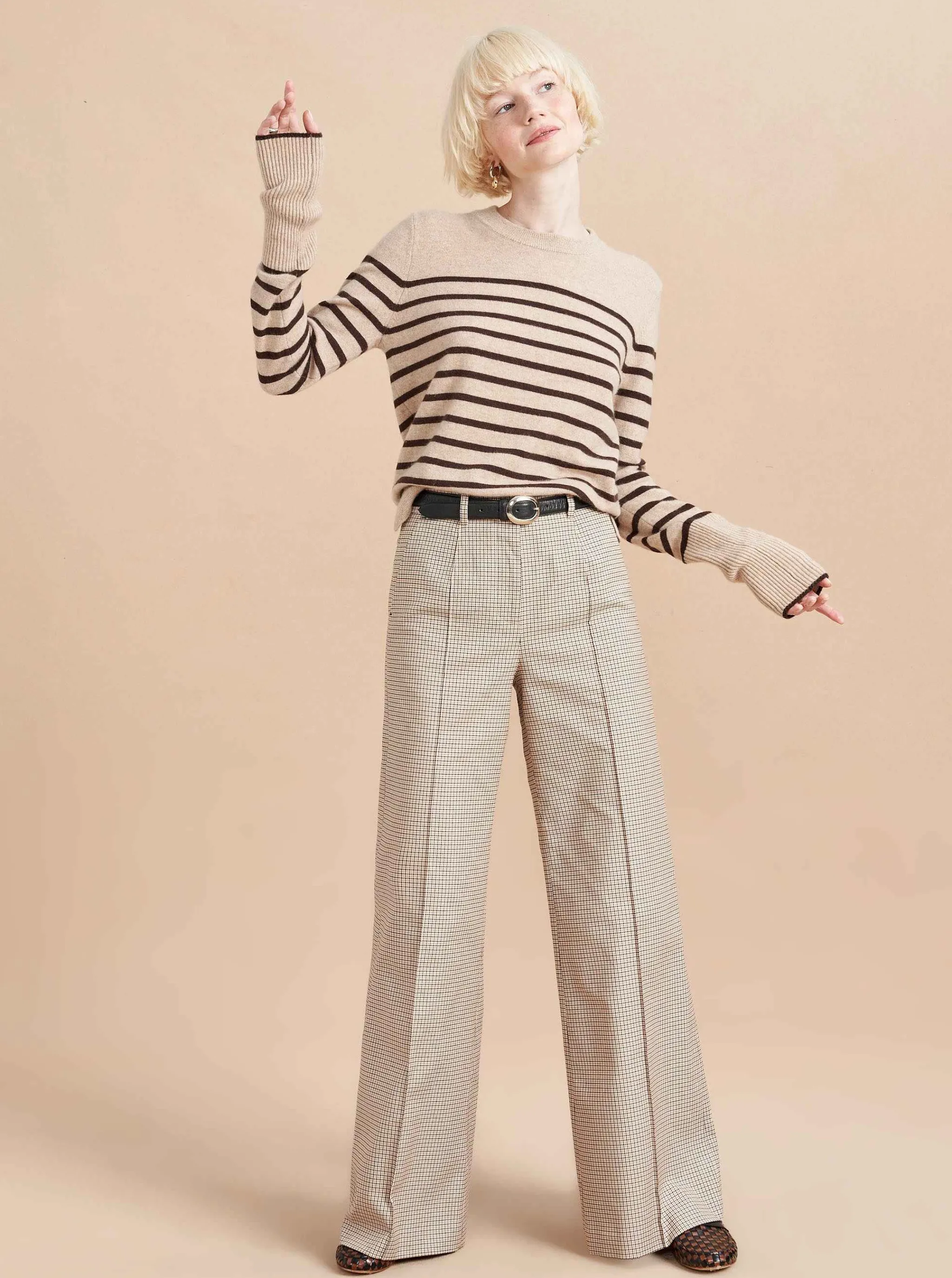 La Ligne Sweaters*Lean Lines Sweater Tan/Chocolate