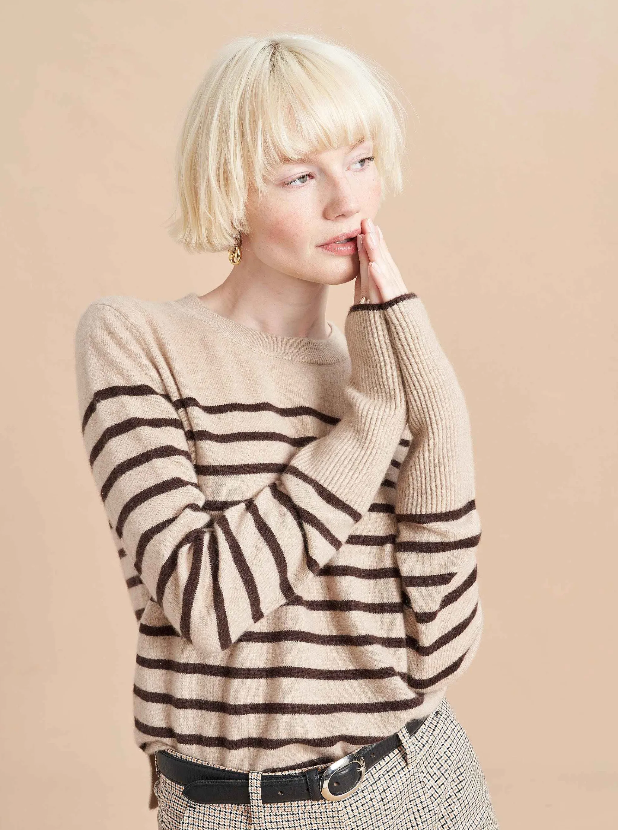 La Ligne Sweaters*Lean Lines Sweater Tan/Chocolate