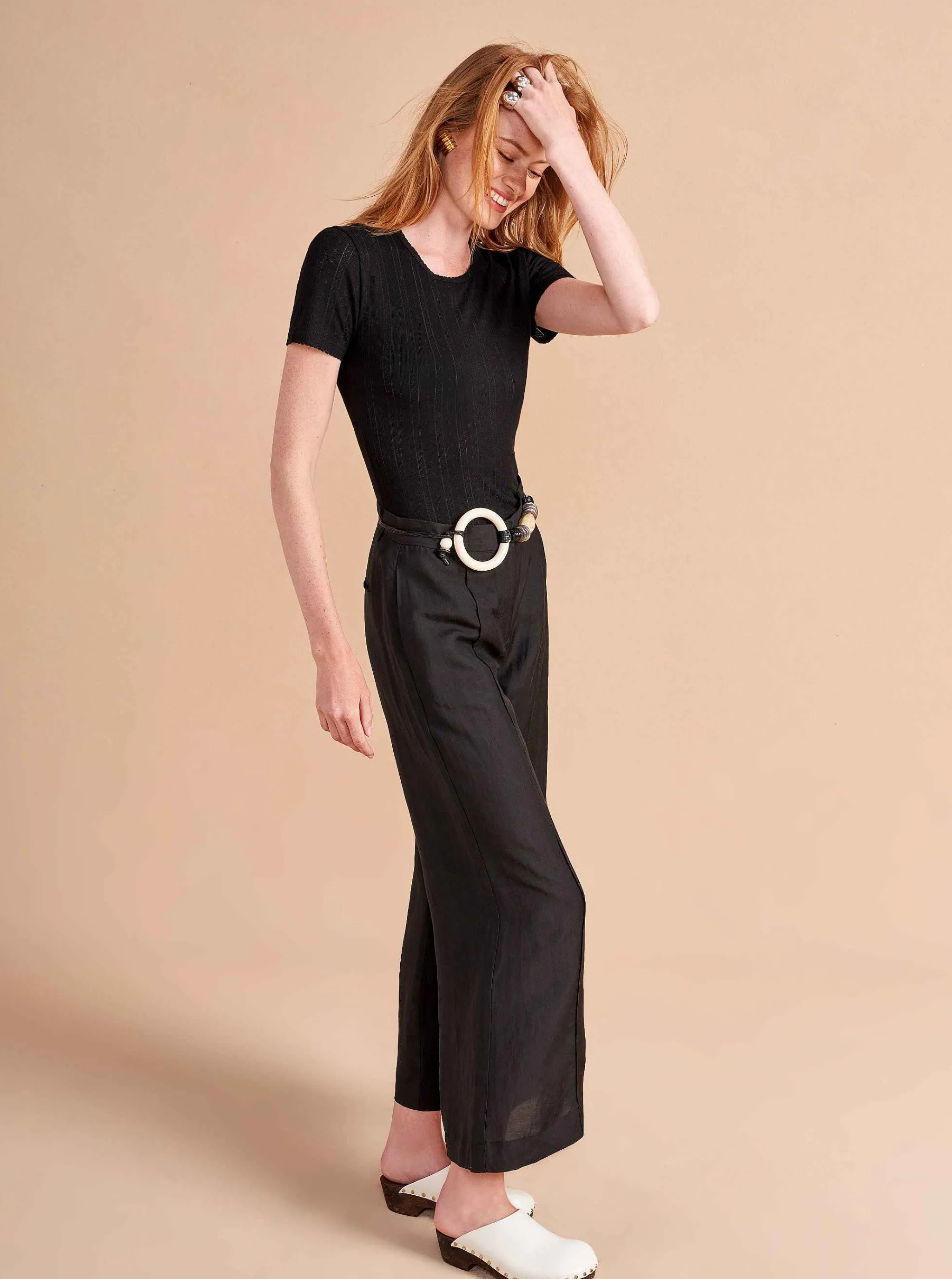 La Ligne Tees*Pointelle Tee Black