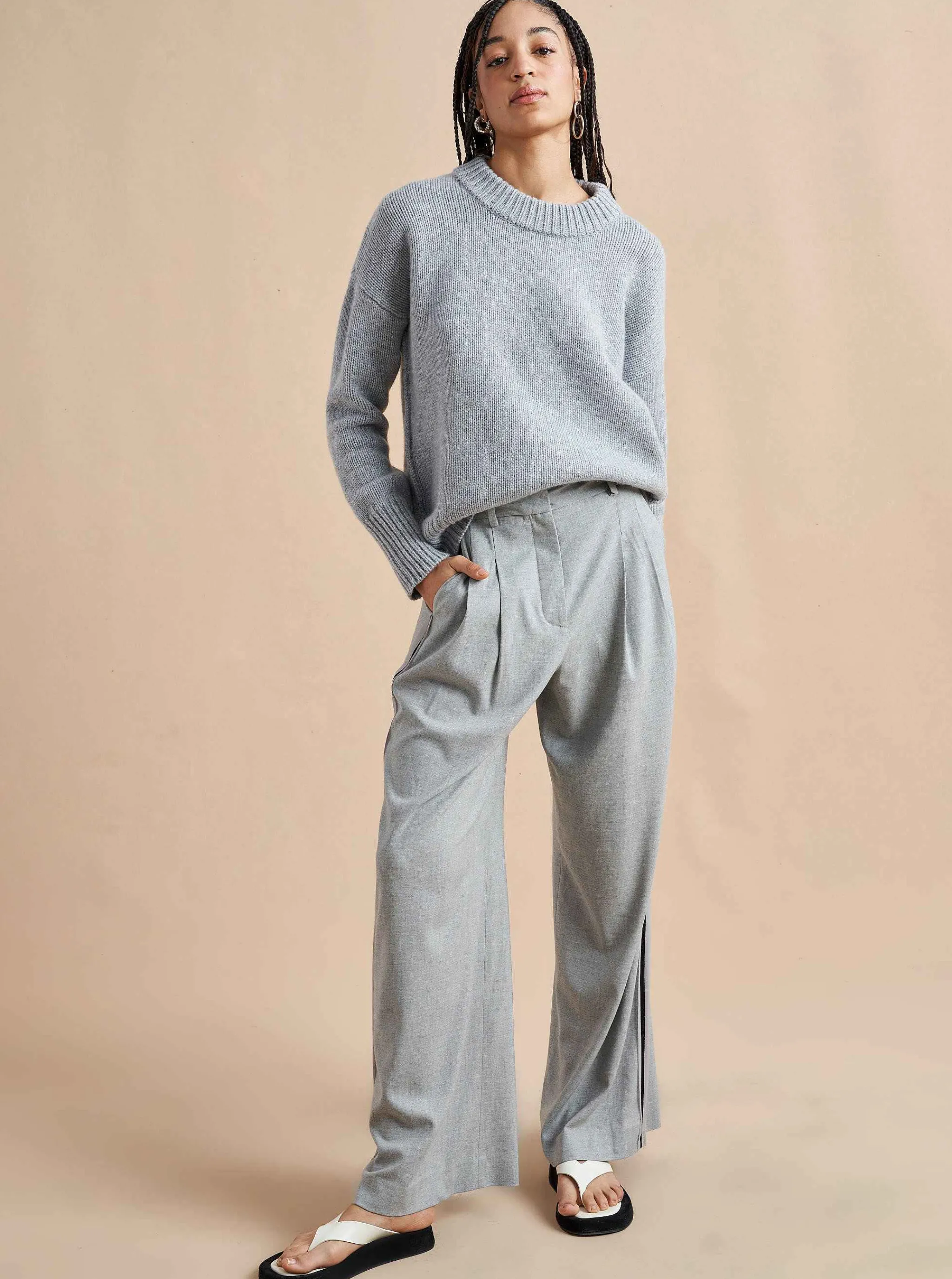 La Ligne Sweaters*Solid Marin Sweater Grey