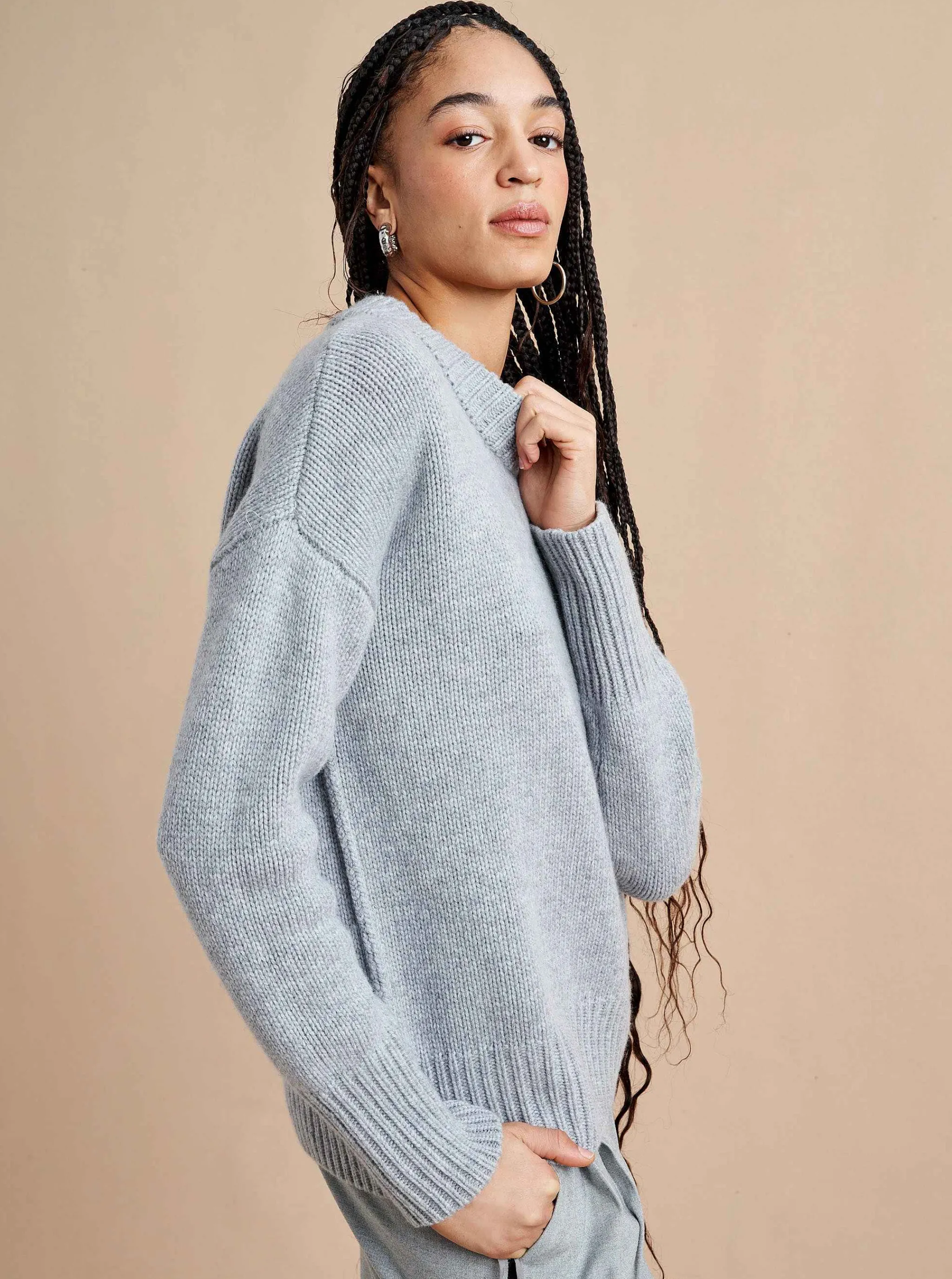 La Ligne Sweaters*Solid Marin Sweater Grey