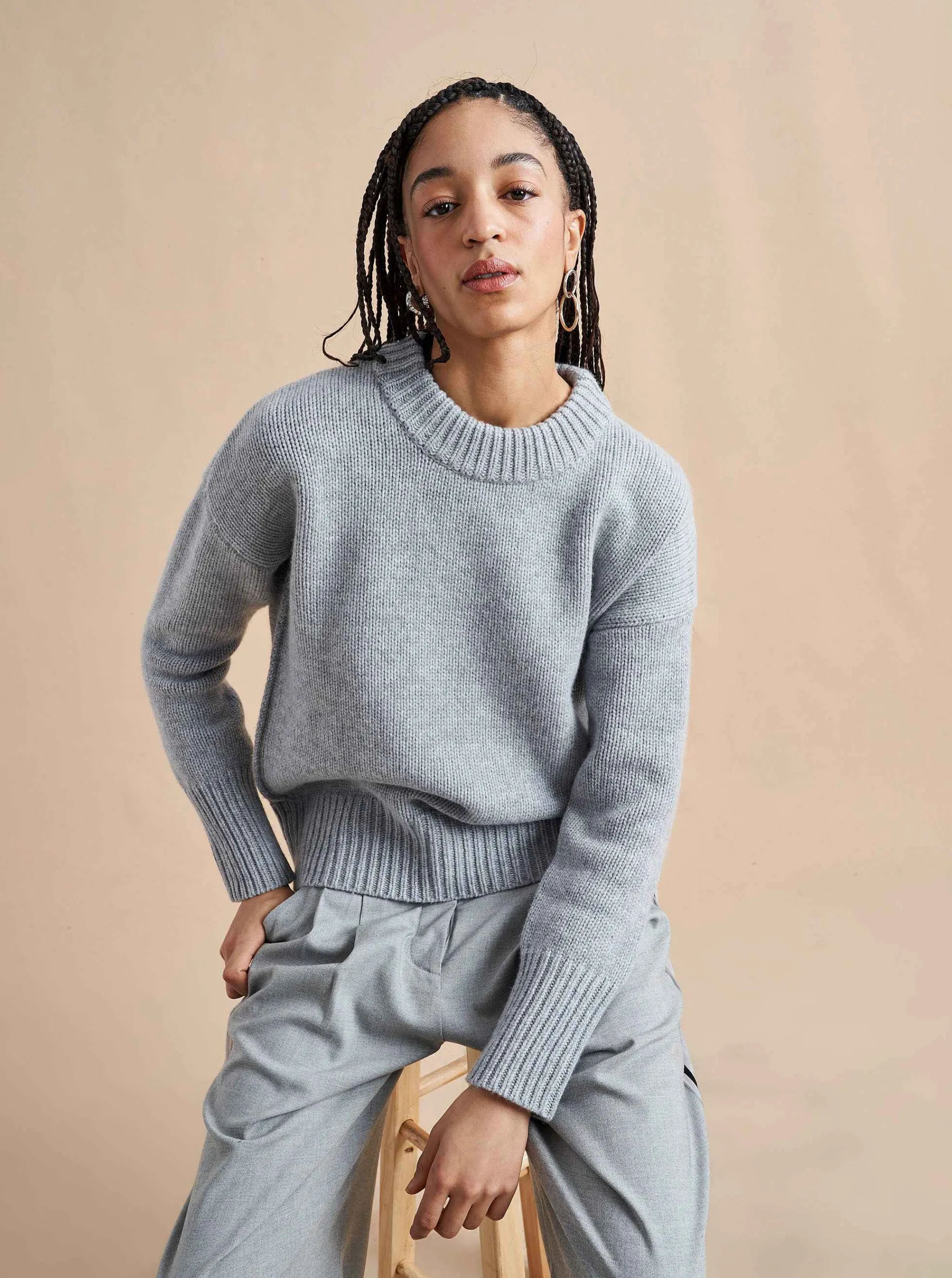 La Ligne Sweaters*Solid Marin Sweater Grey