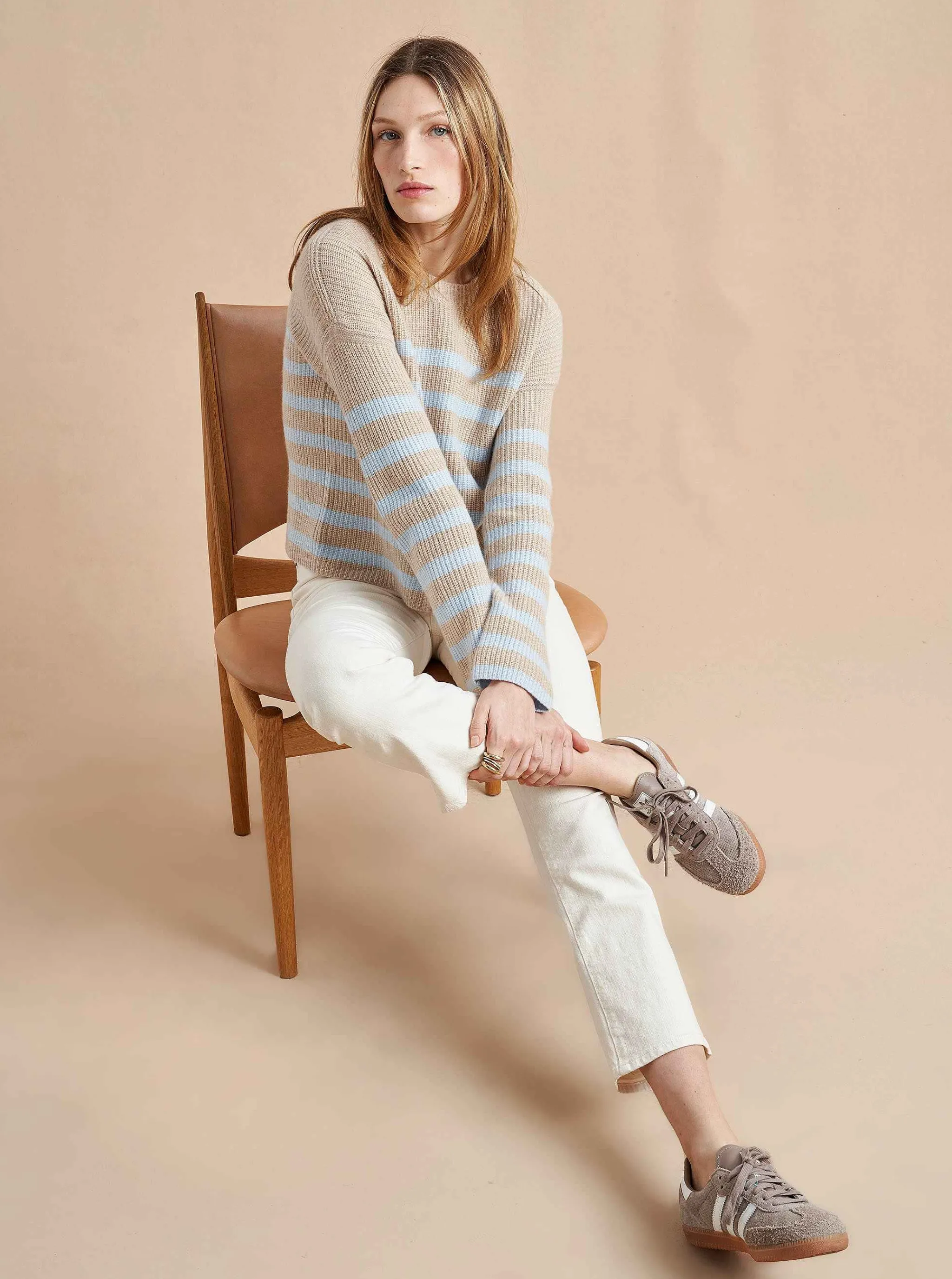 La Ligne Sweaters*Mini Striped Toujours Sweater Tan/Periwinkle