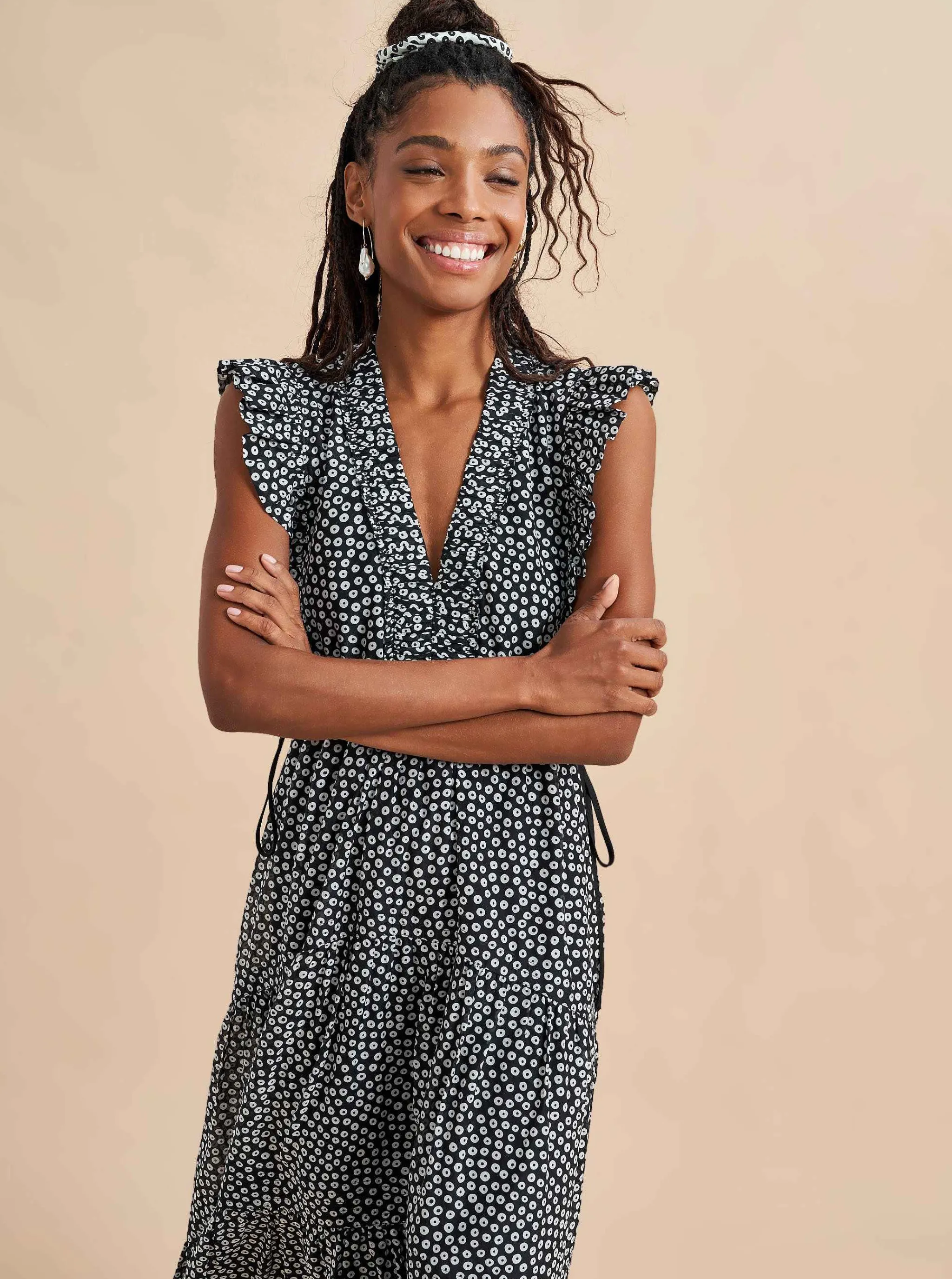 La Ligne Midi Dresses*Marta Dress Black/Ivory