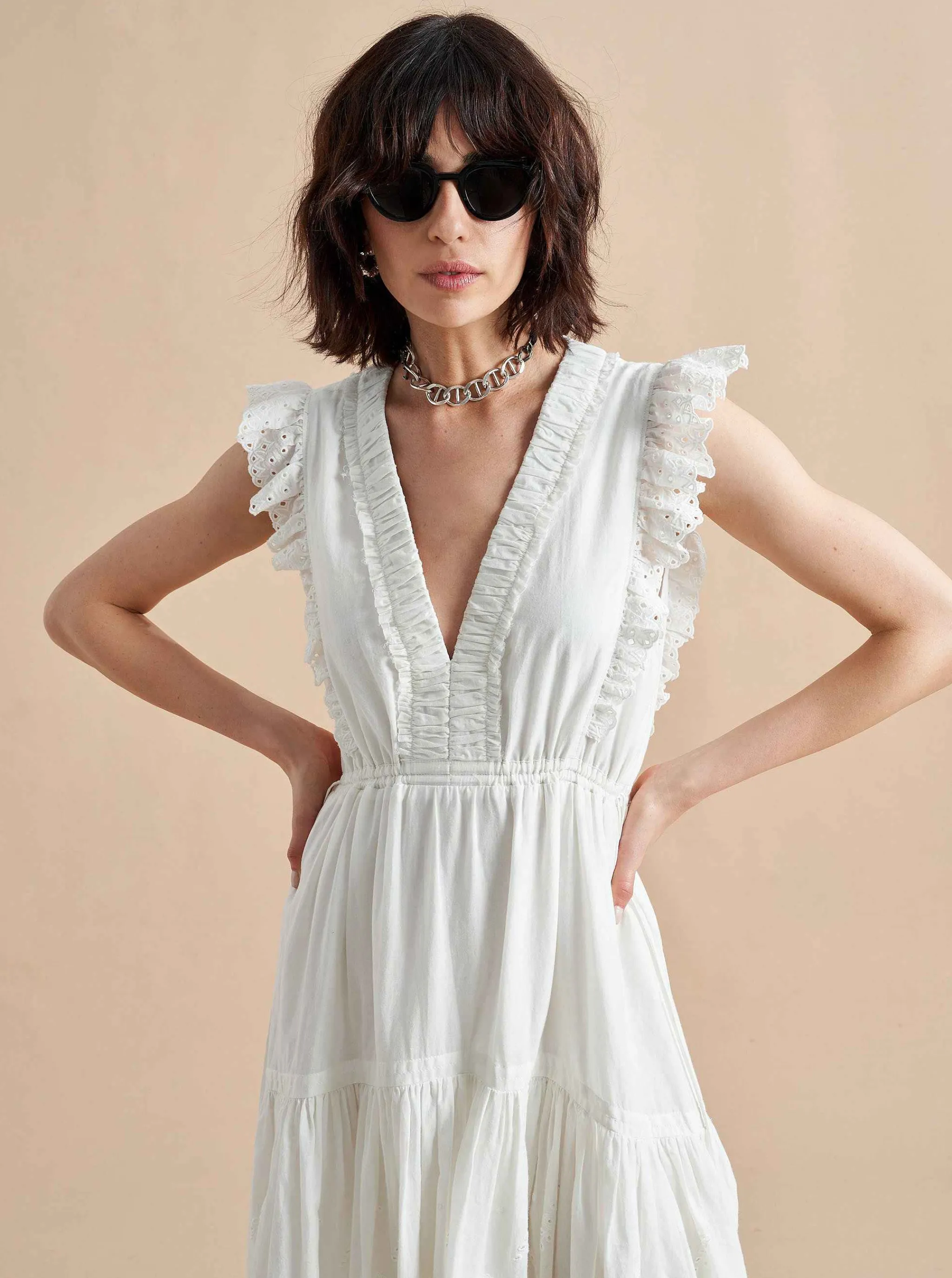 La Ligne Midi Dresses*Pointelle Marta Dress Ivory