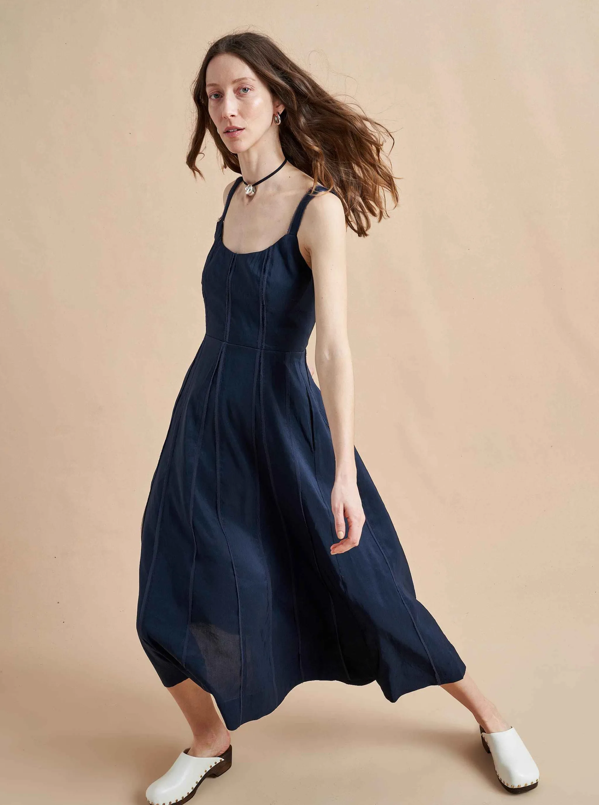La Ligne Midi Dresses*Georgia Dress Navy