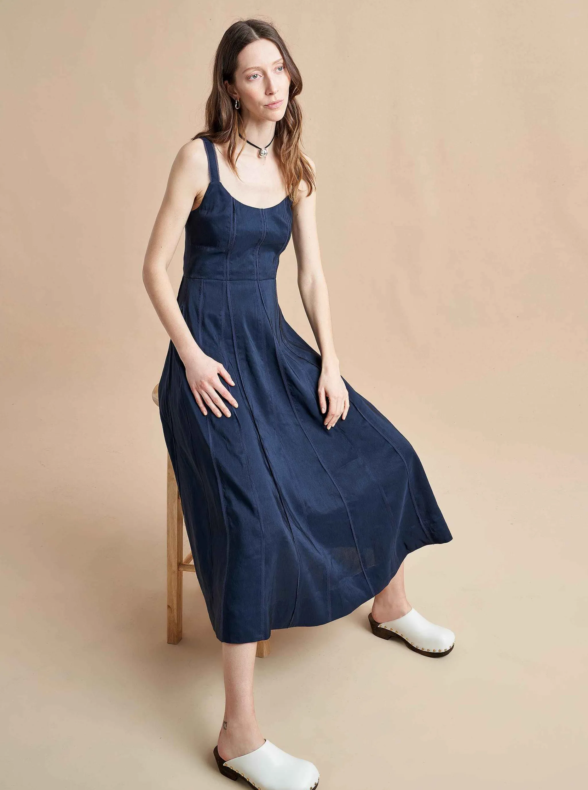 La Ligne Midi Dresses*Georgia Dress Navy