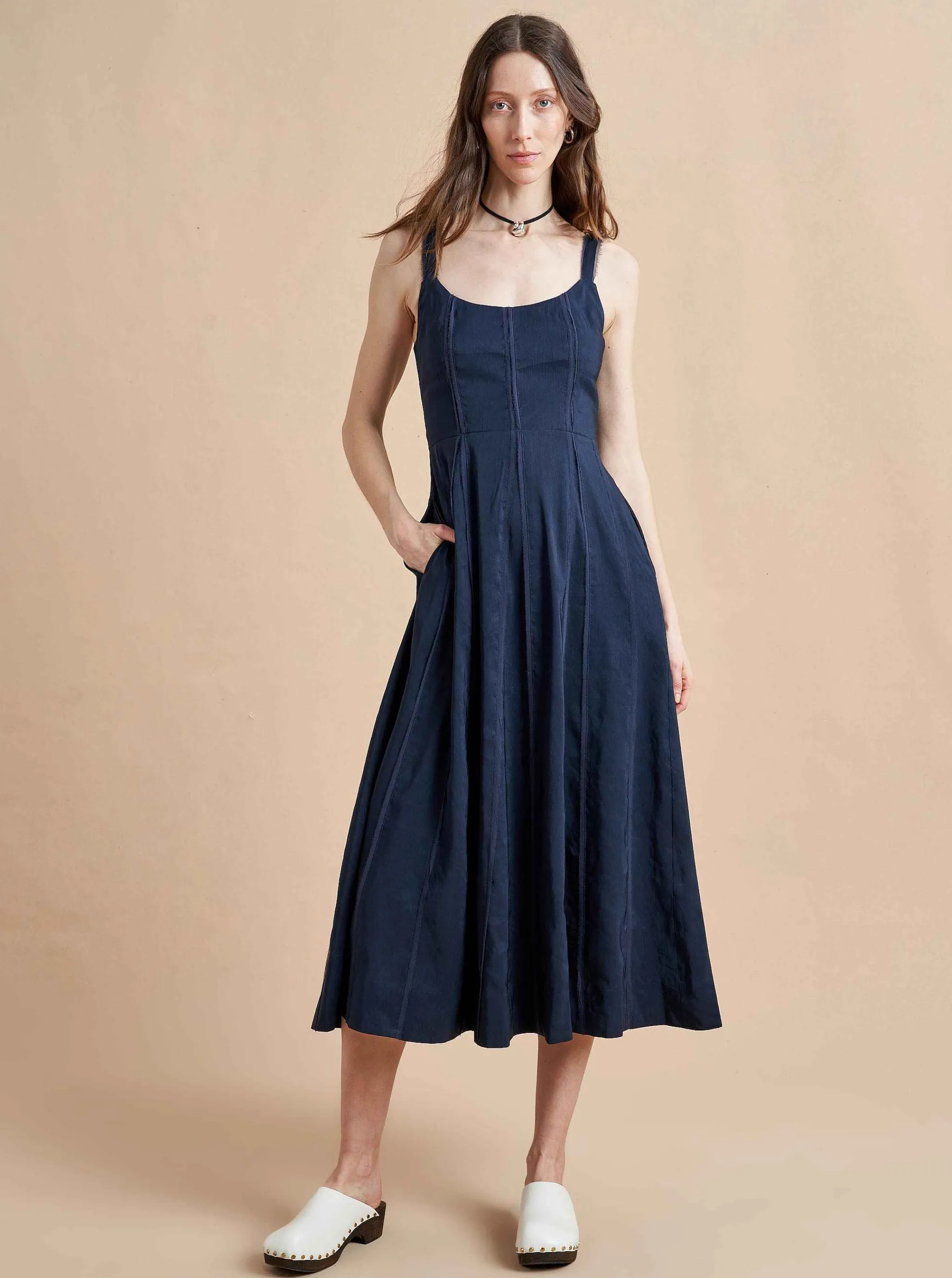 La Ligne Midi Dresses*Georgia Dress Navy