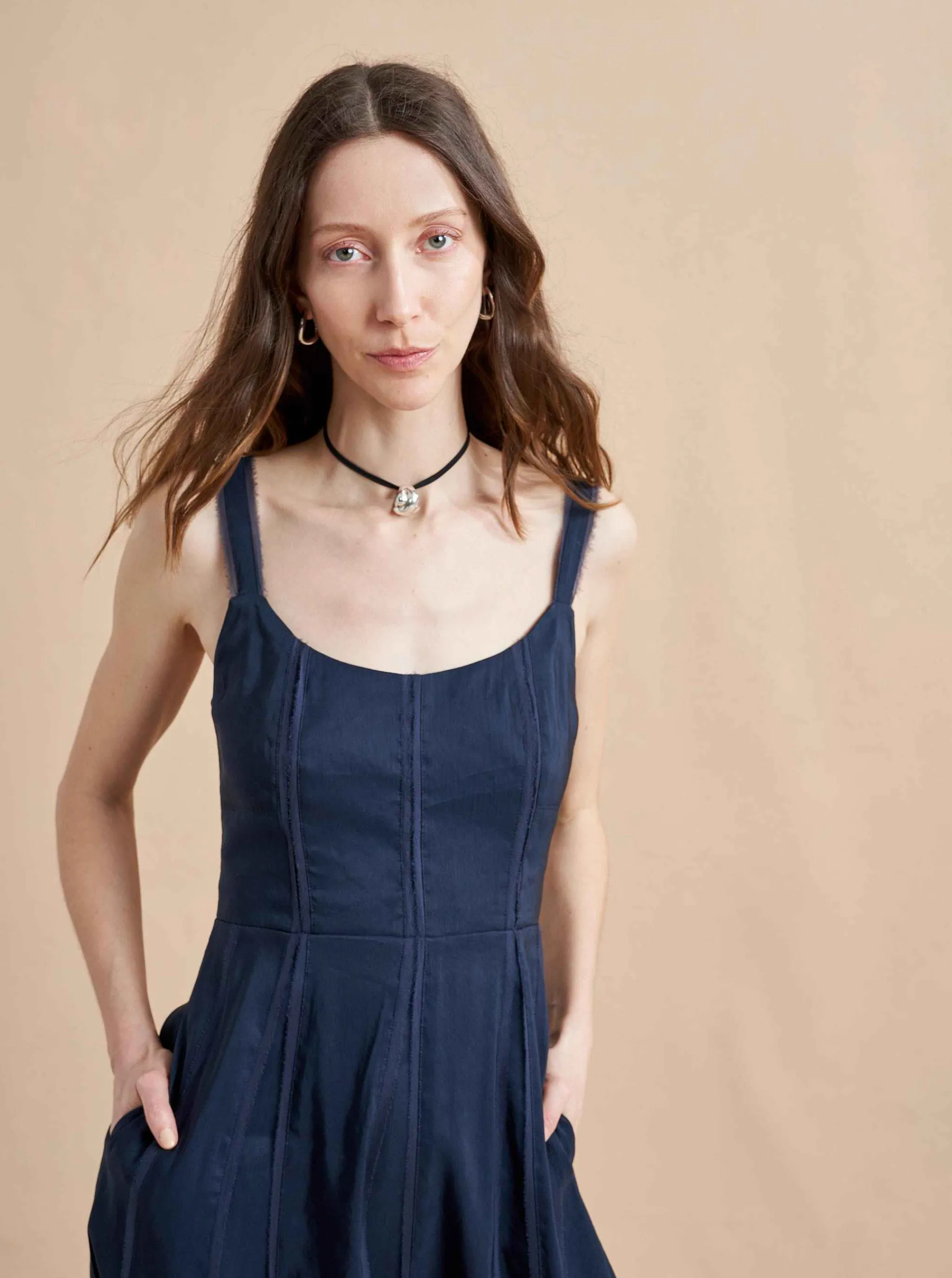 La Ligne Midi Dresses*Georgia Dress Navy