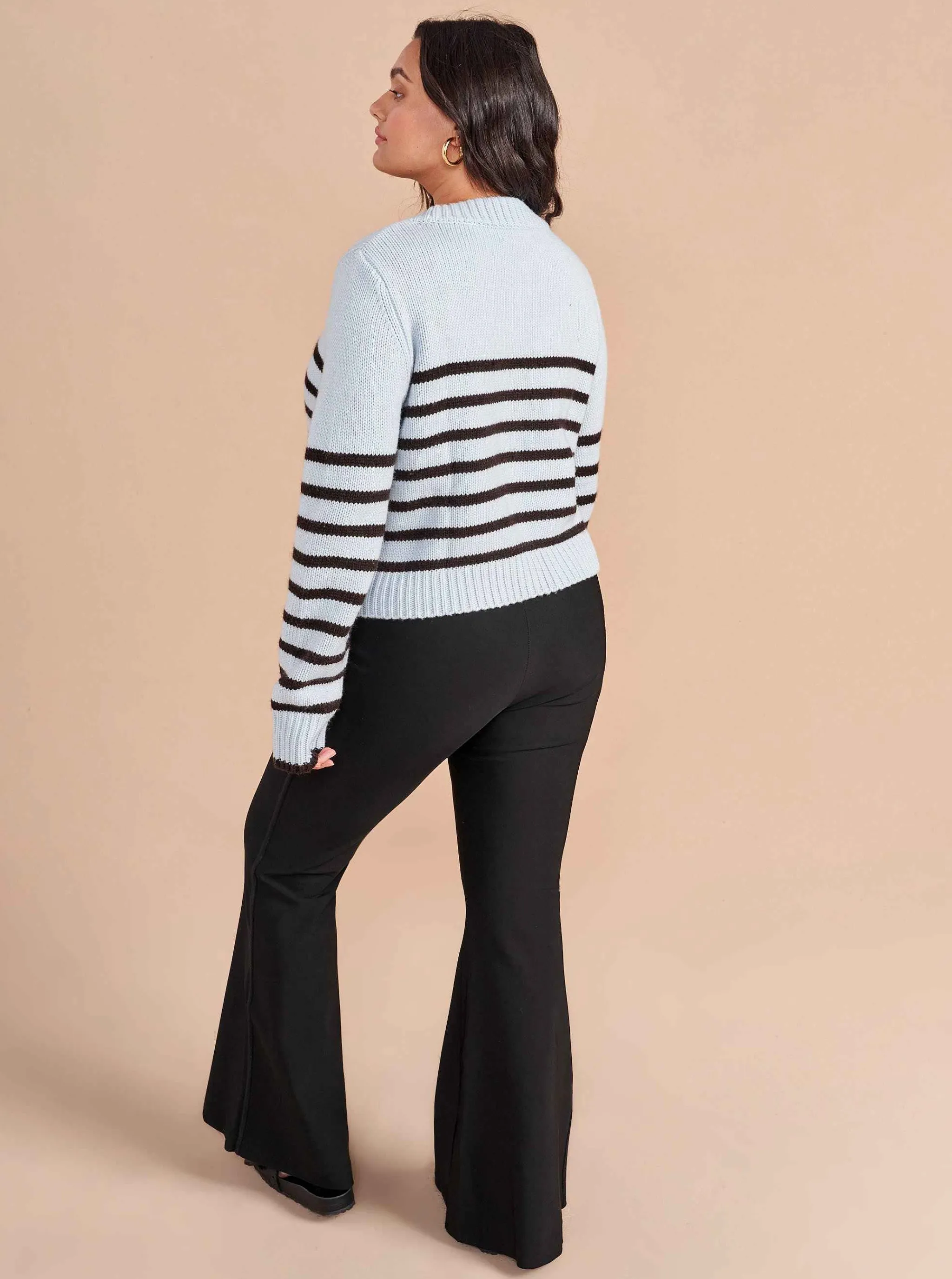 La Ligne Sweaters*Mini Marin Sweater Pale-Blue/Chocolate