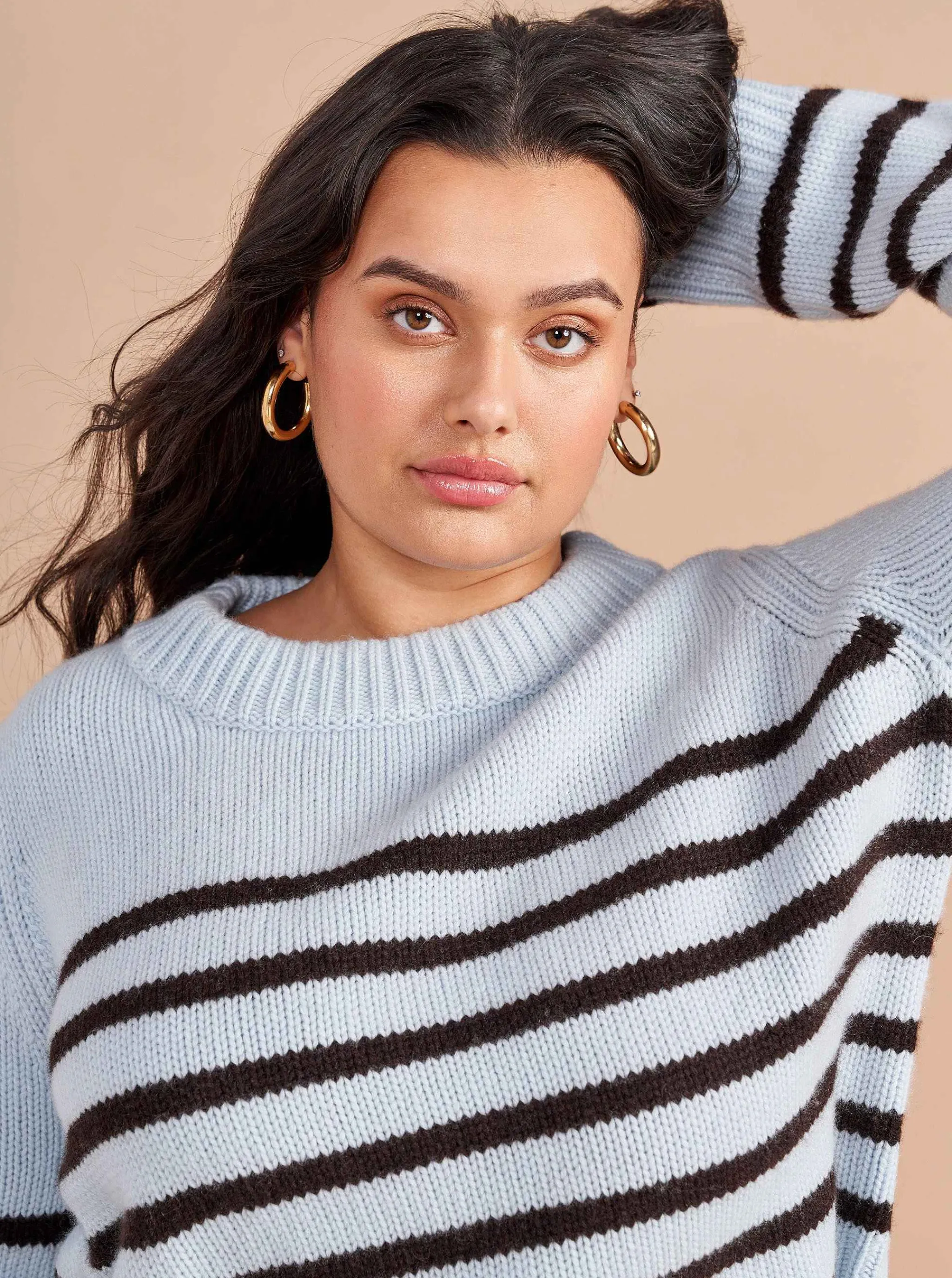 La Ligne Sweaters*Mini Marin Sweater Pale-Blue/Chocolate