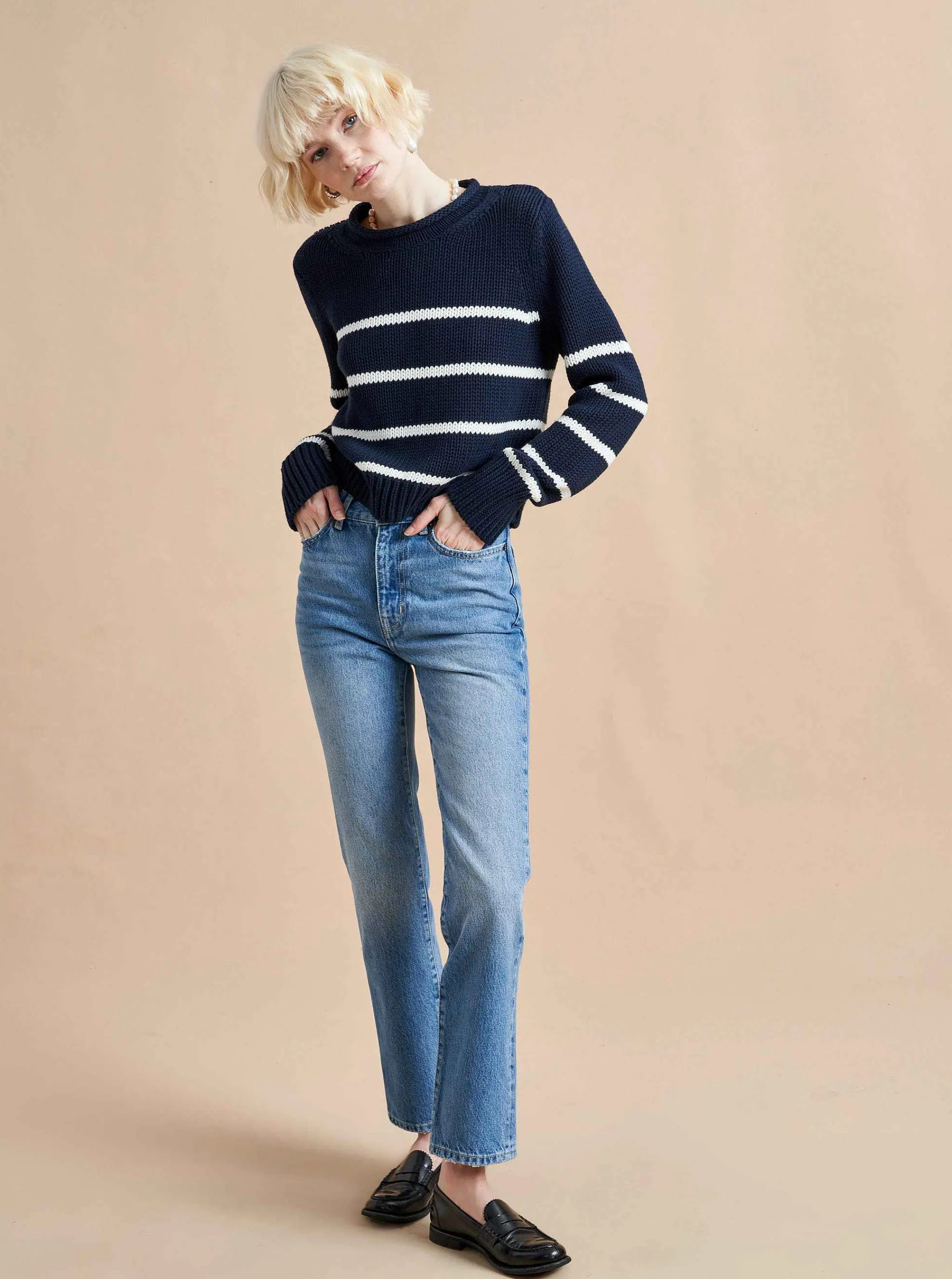 La Ligne Sweaters*Mini Marina Sweater Navy/Ivory