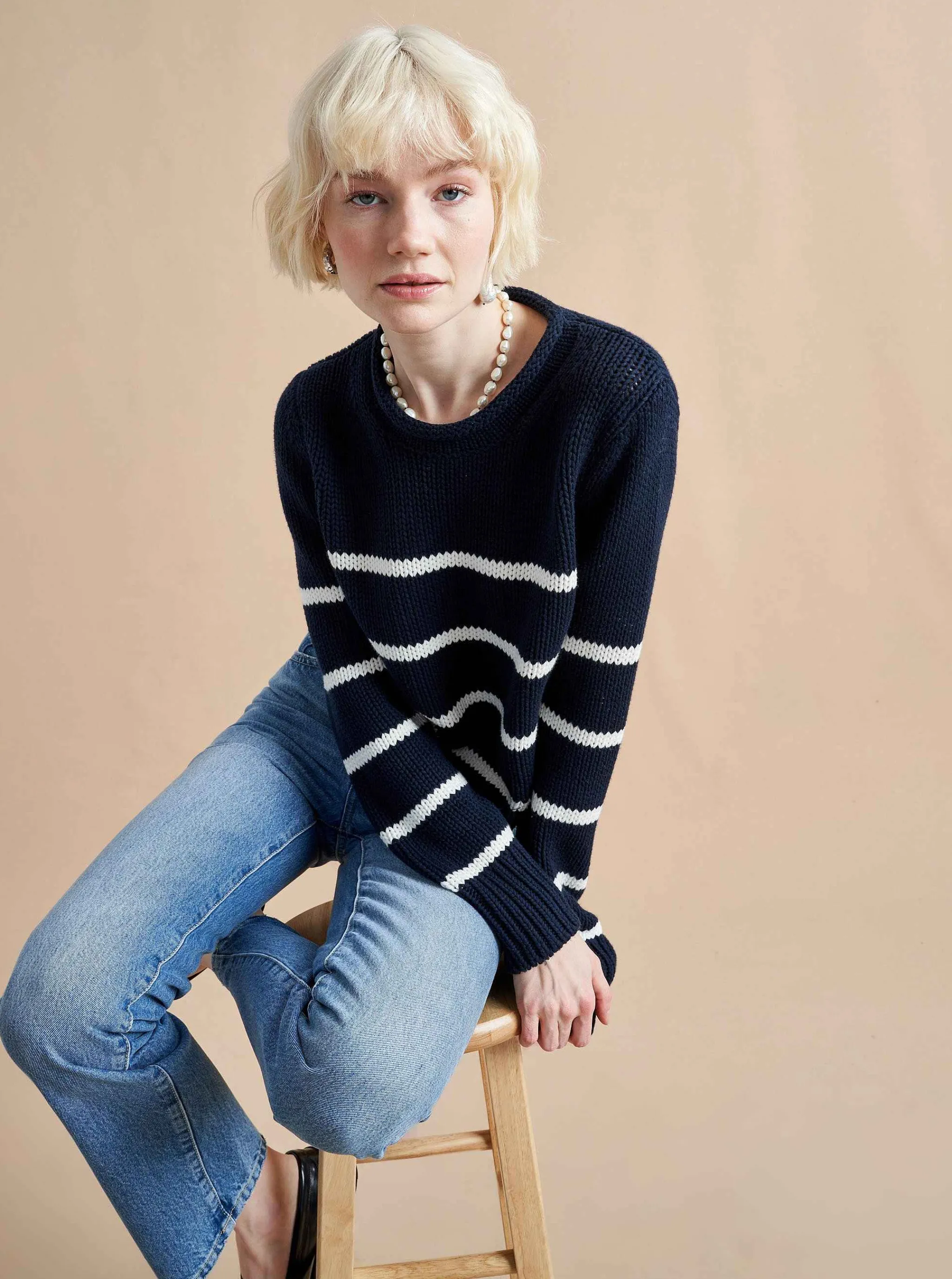 La Ligne Sweaters*Mini Marina Sweater Navy/Ivory