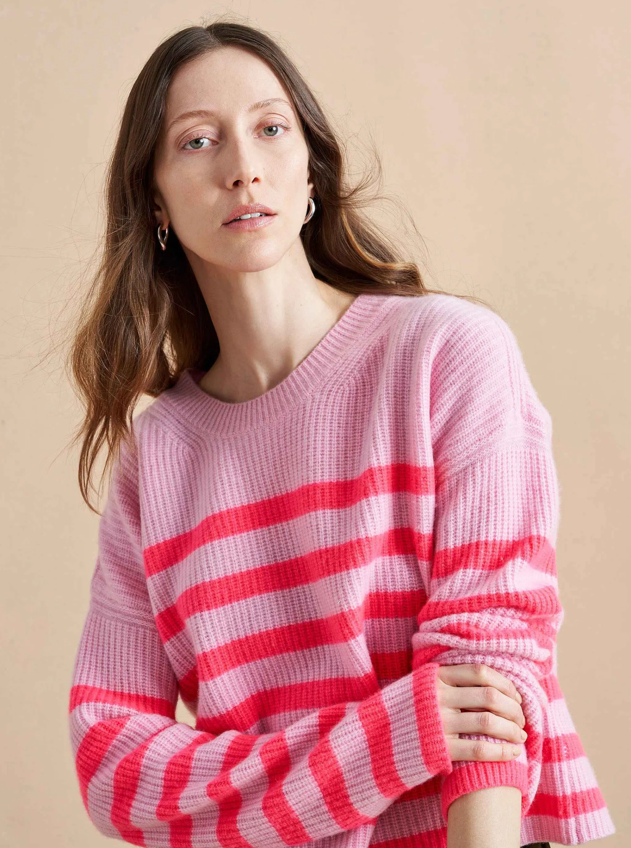 La Ligne Sweaters*Mini Striped Toujours Sweater Hot Pink/Bubblegum