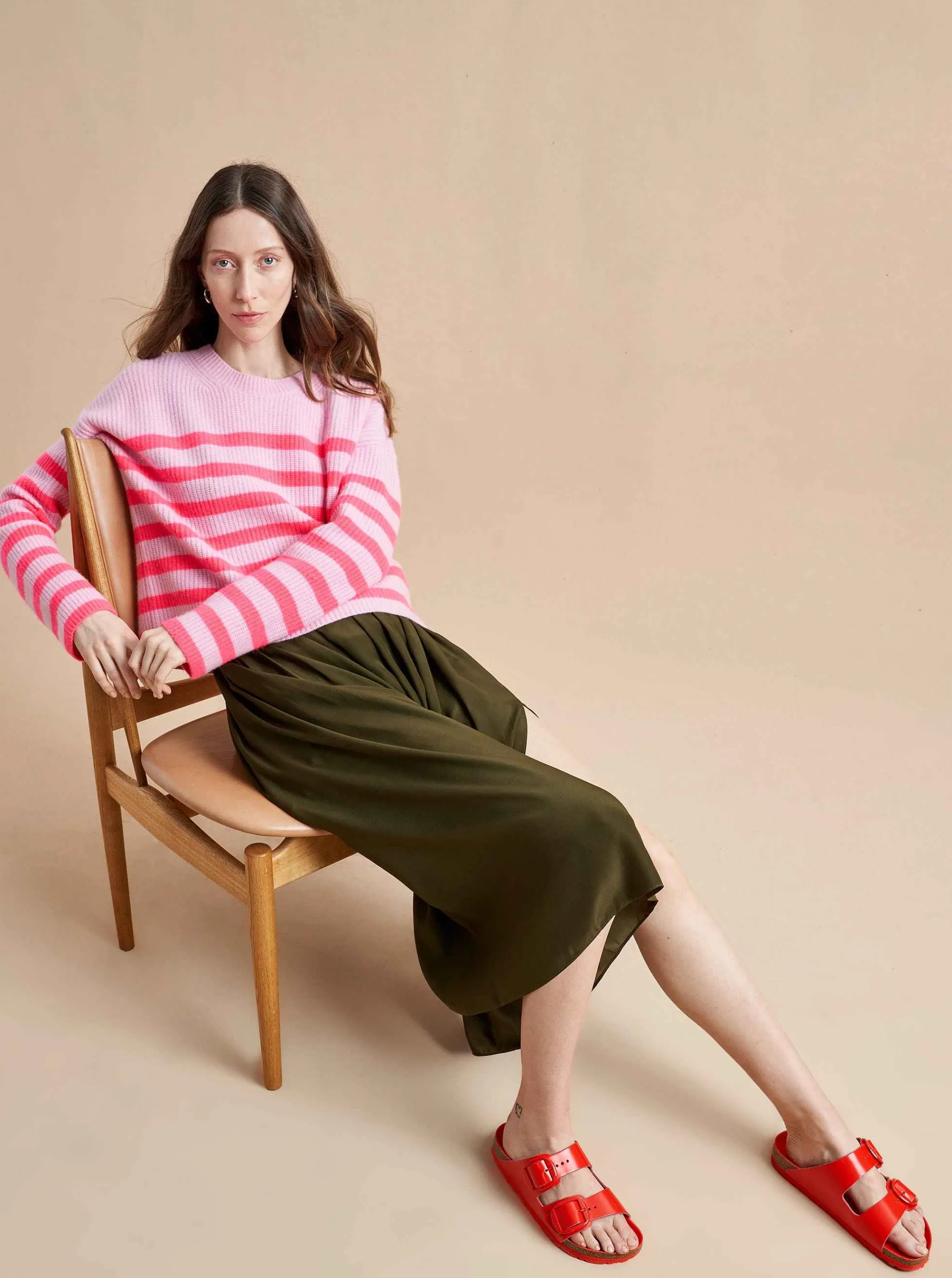 La Ligne Sweaters*Mini Striped Toujours Sweater Hot Pink/Bubblegum