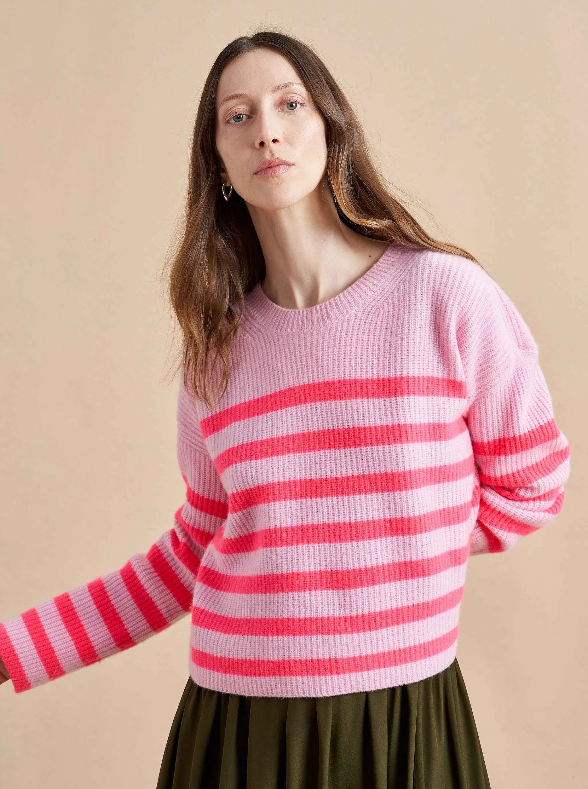 La Ligne Sweaters*Mini Striped Toujours Sweater Hot Pink/Bubblegum