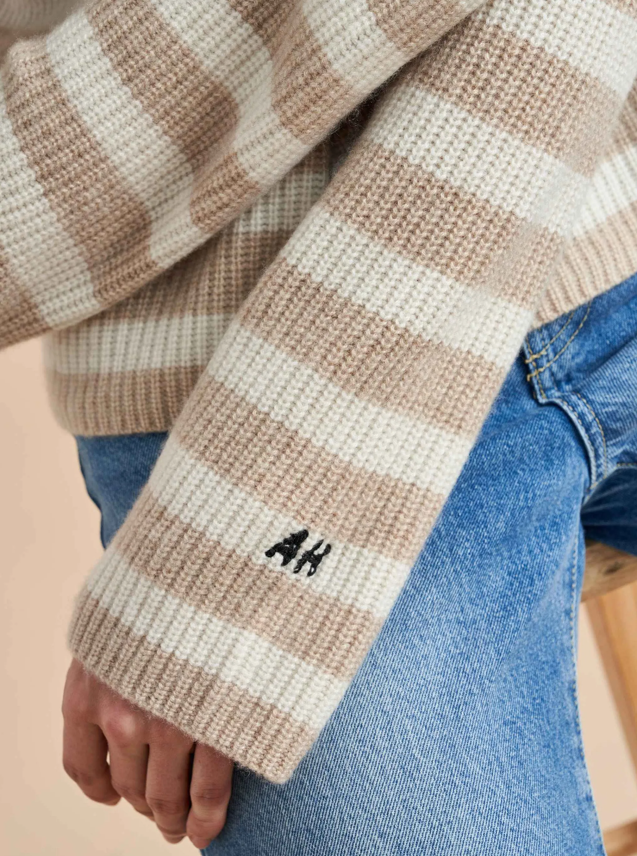 La Ligne Sweaters*Mini Striped Toujours Sweater Camel/Cream