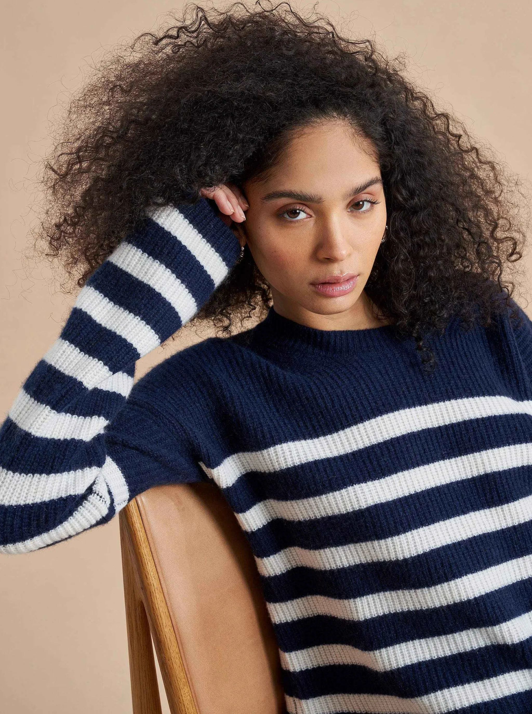 La Ligne Sweaters*Mini Striped Toujours Sweater Navy/Cream