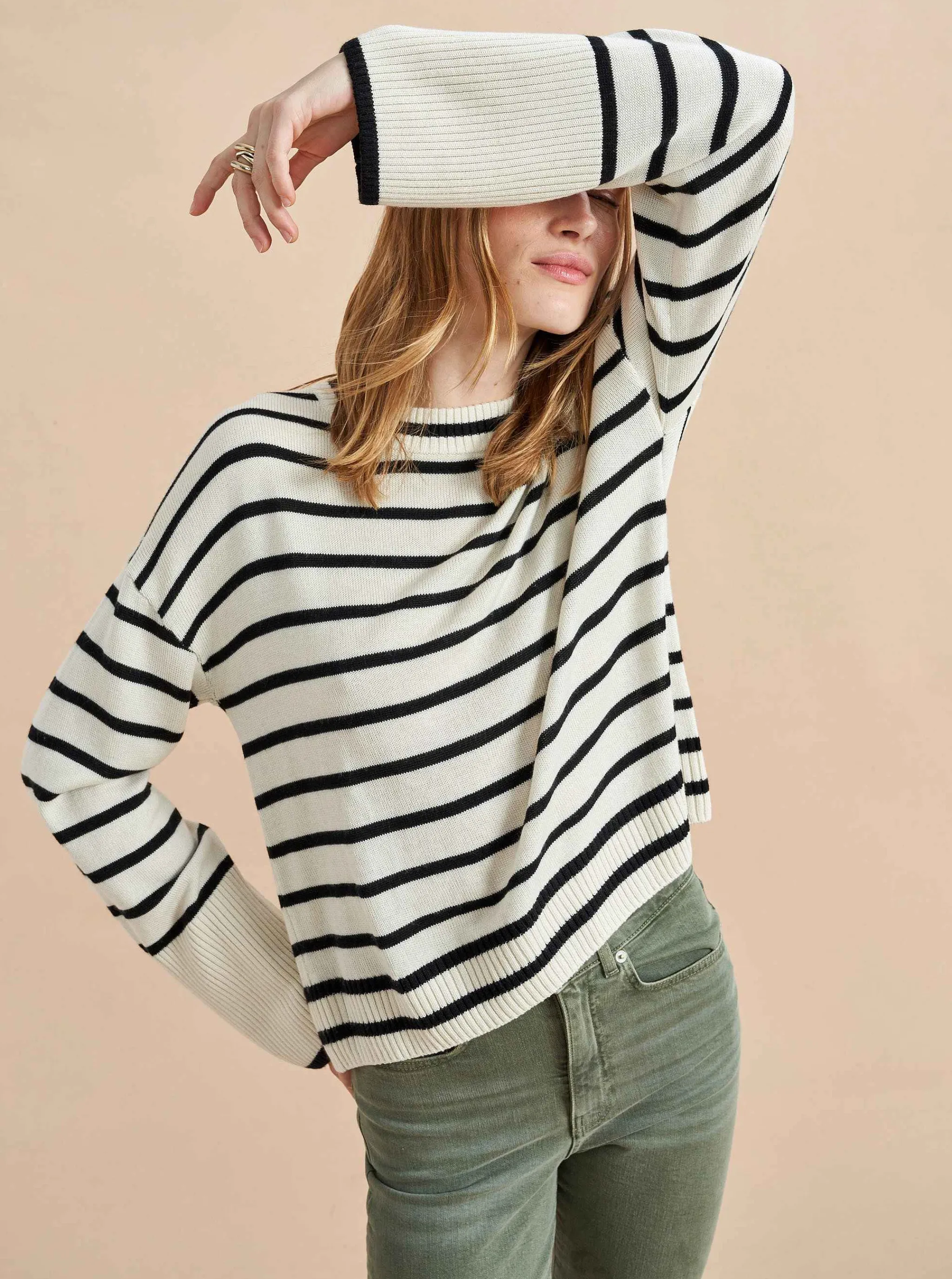 La Ligne Sweaters*Antoine Sweater Cream/Black